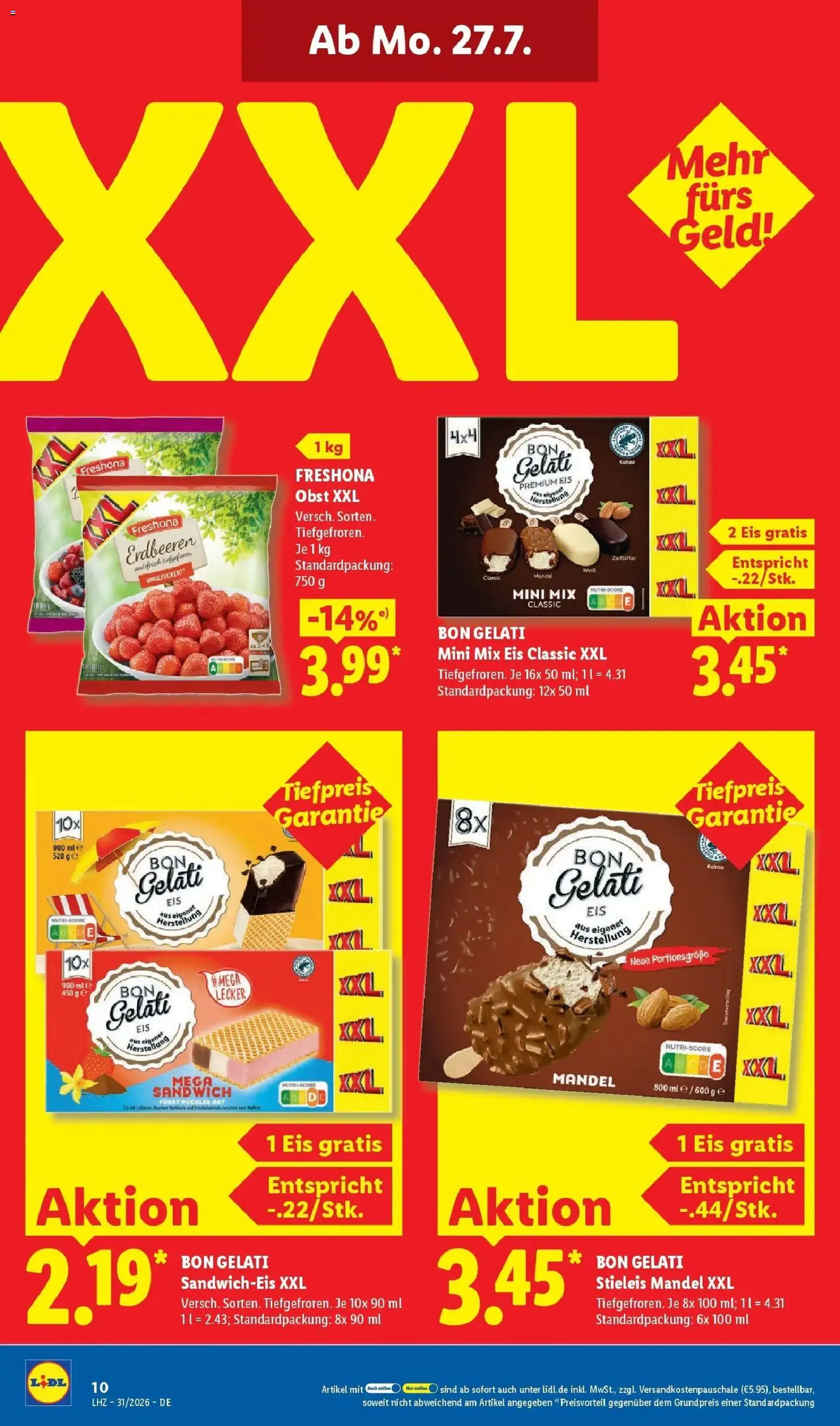 Lidl Prospekt Weikersheim – gültig ab 27.07.2026 | Seite: 20 | Produkte: Obst, Erdbeeren, Eis