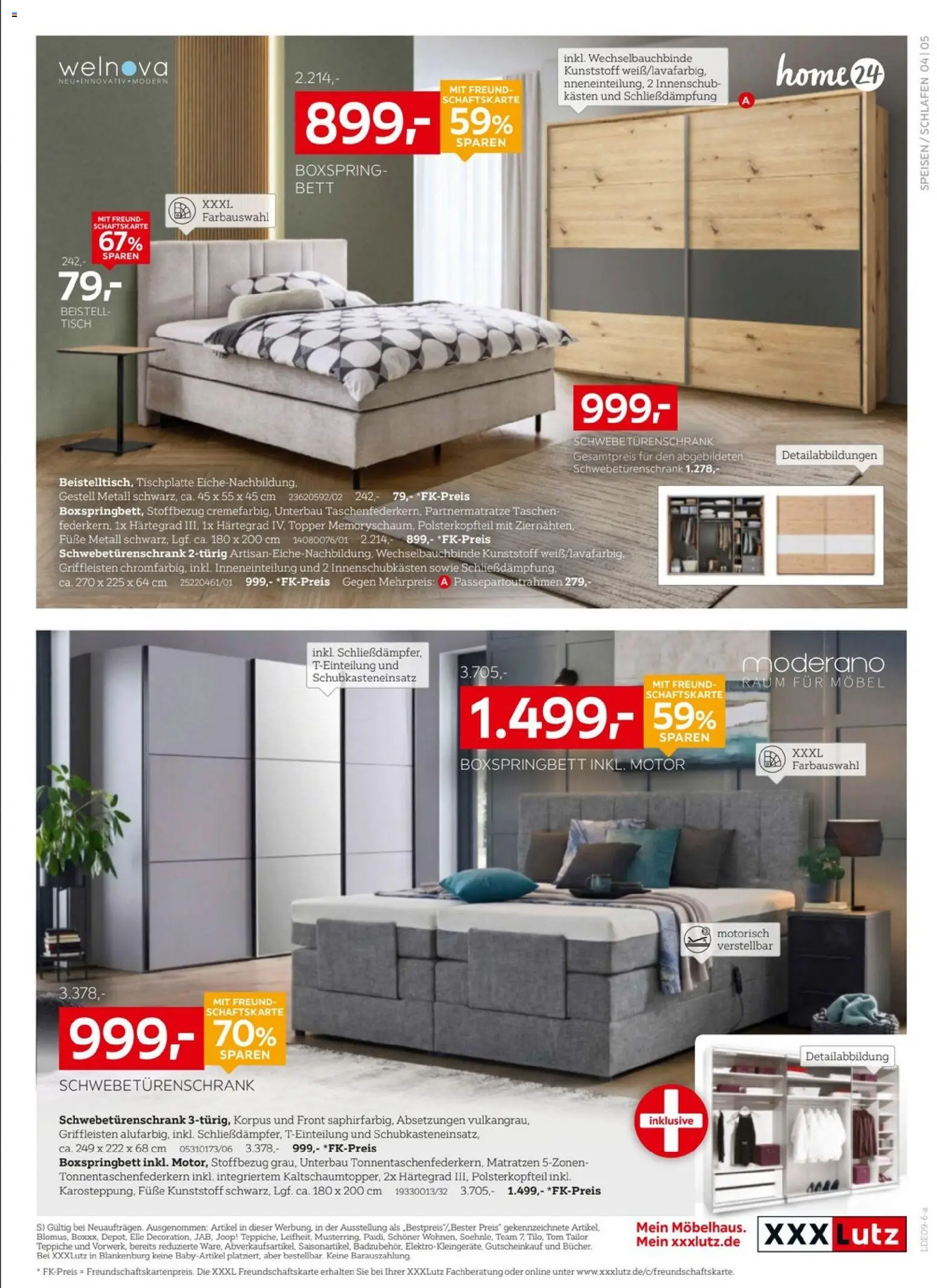 XXXLutz Jubiläum – gültig ab 22.08.2026 | Seite: 5 | Produkte: Schwebetürenschrank, Boxspringbett, Taschen, Tisch
