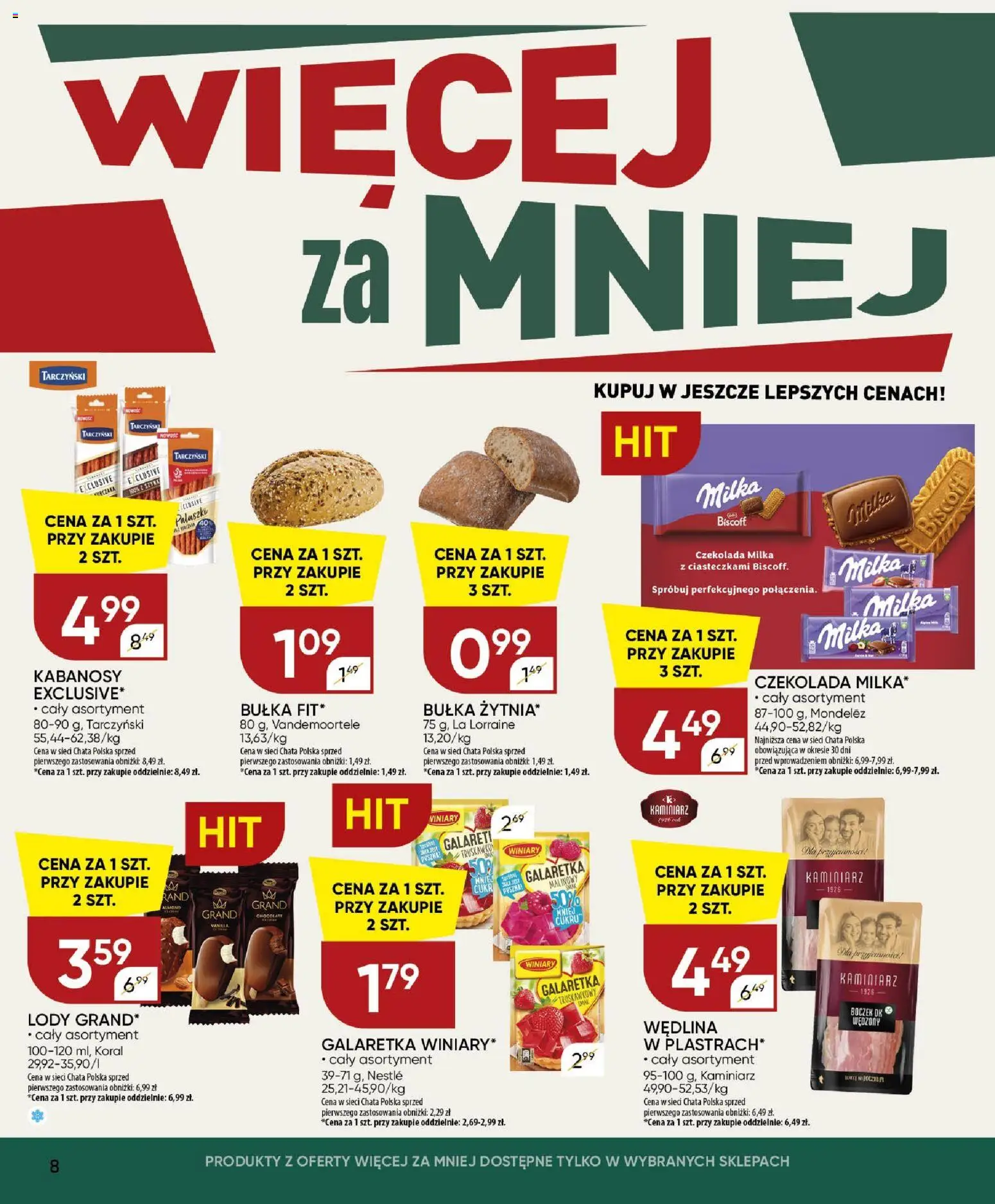 Chata Polska gazetka od 18.06.2026 | Strona: 8 | Produkty: Galaretka, Kabanosy, Milka, Paluszki