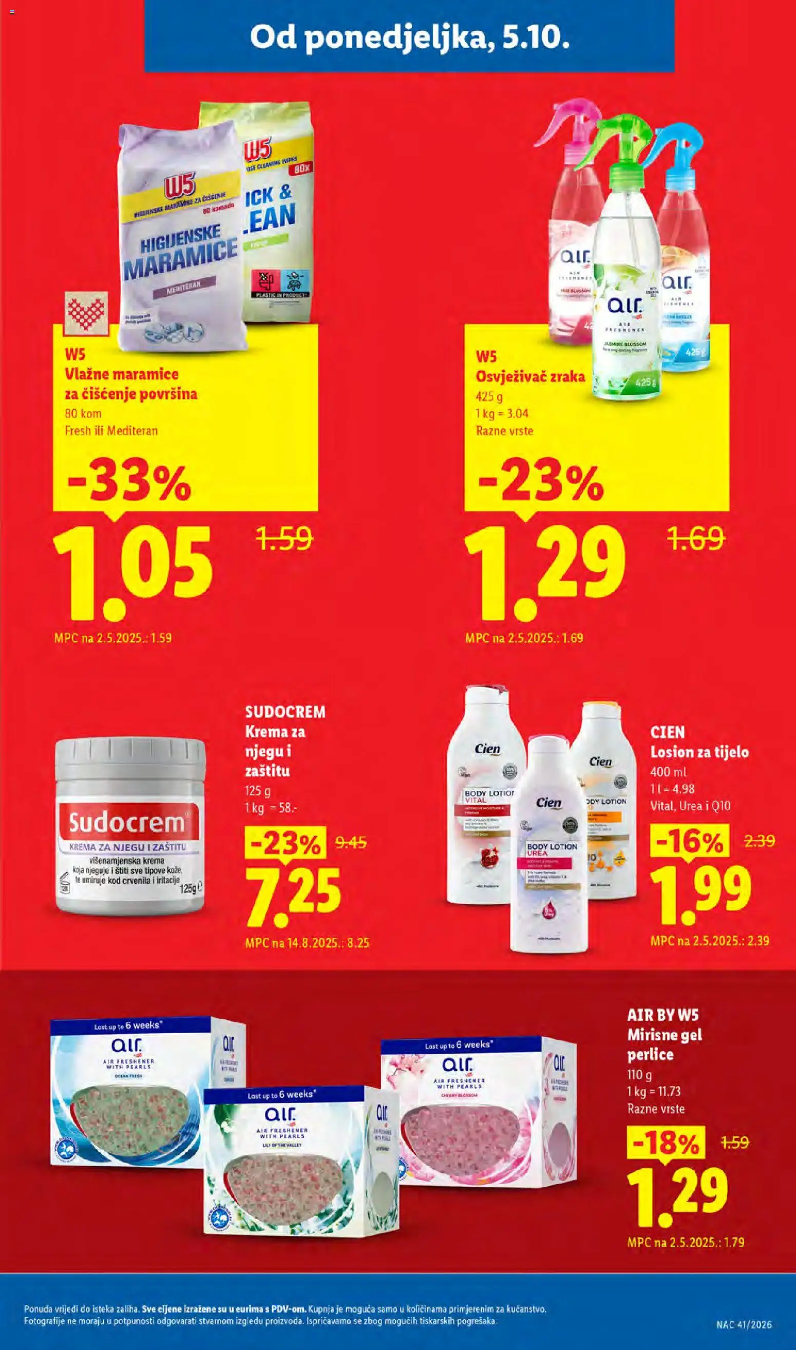 Lidl katalog | vrijedi od 05.10.2026 | Stranica: 5 | Proizvodi: Vlažne maramice, Krema, Maramice, Losion za tijelo