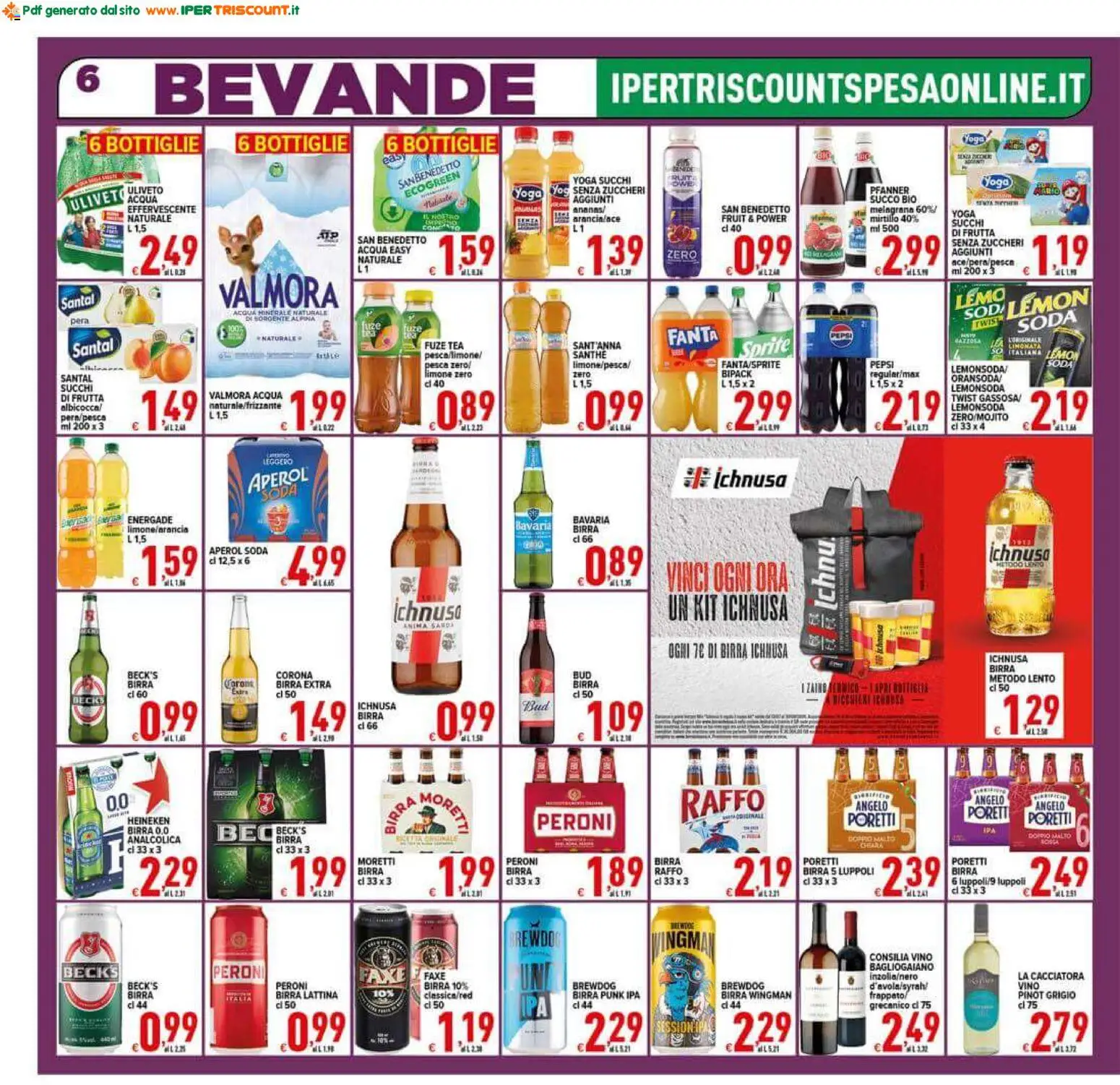 Volantino Ipertriscount del 23/09/2026 | Pagina: 6 | Prodotti: Birra, Limone, Pepsi, Birra Ichnusa