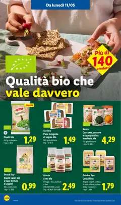 Anteprima del volantino Piselli bio, 450 g confezione valido a partire dal 07.05.2026 | Pagina: 44 | Prodotti: Legumi, Pane, Mais, Farro