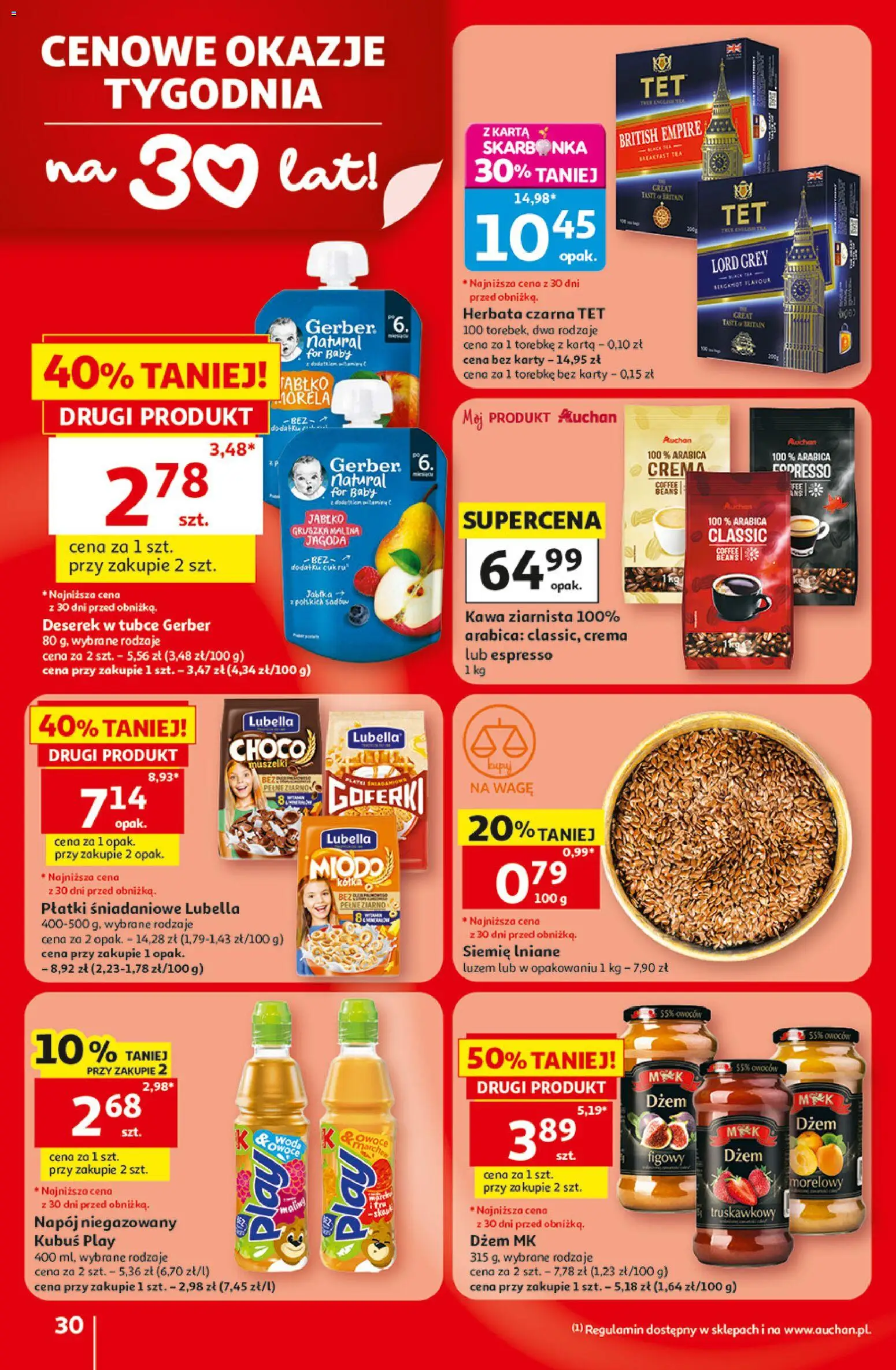Auchan gazetka - 30 Lat Hipermarket od 18.06.2026 | Strona: 30 | Produkty: Karta, Jabłka, Płatki, Owoce