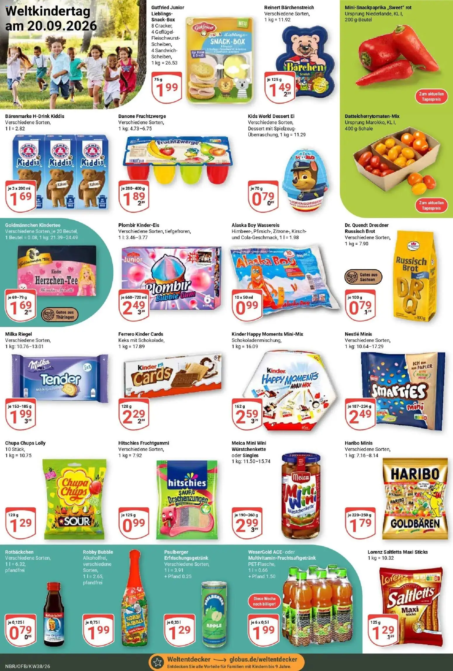 Globus Prospekt Neubrandenburg (ab 14.09.2026) » Angebote online | Seite: 23 | Produkte: Haribo, Milka, Apple, Brot