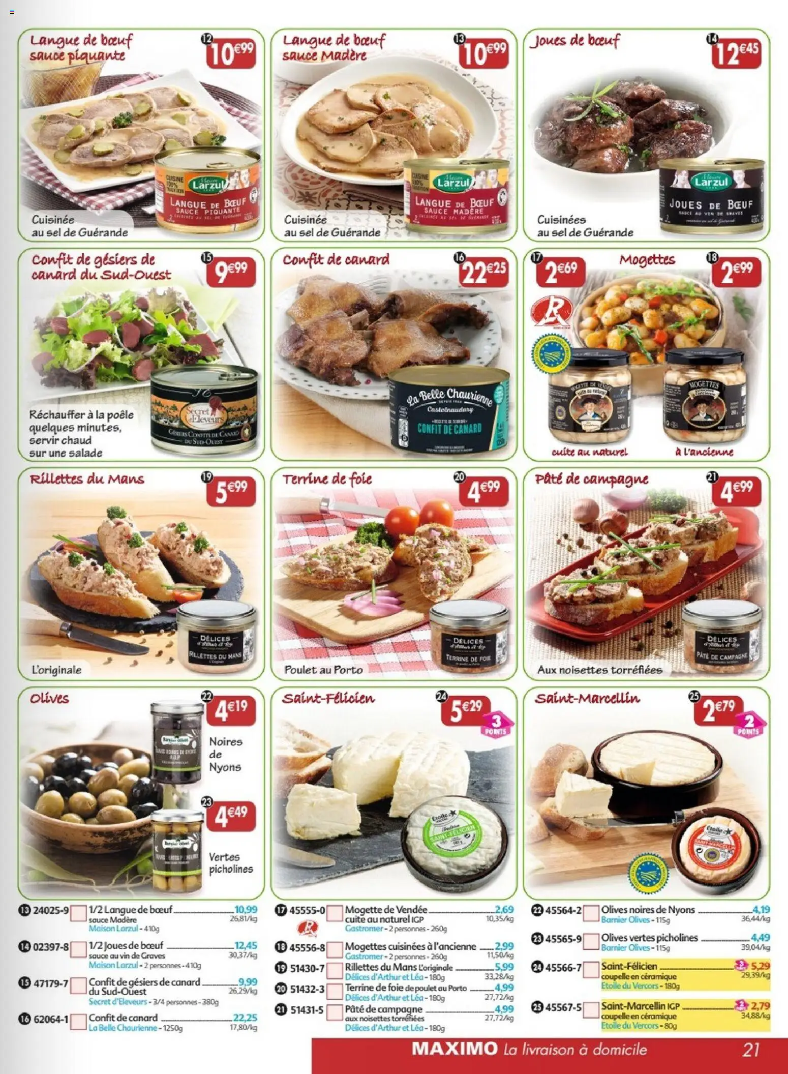 {H1} | Page: 21 | Produits: Poêle, Noisettes, Sel, Langue de bœuf