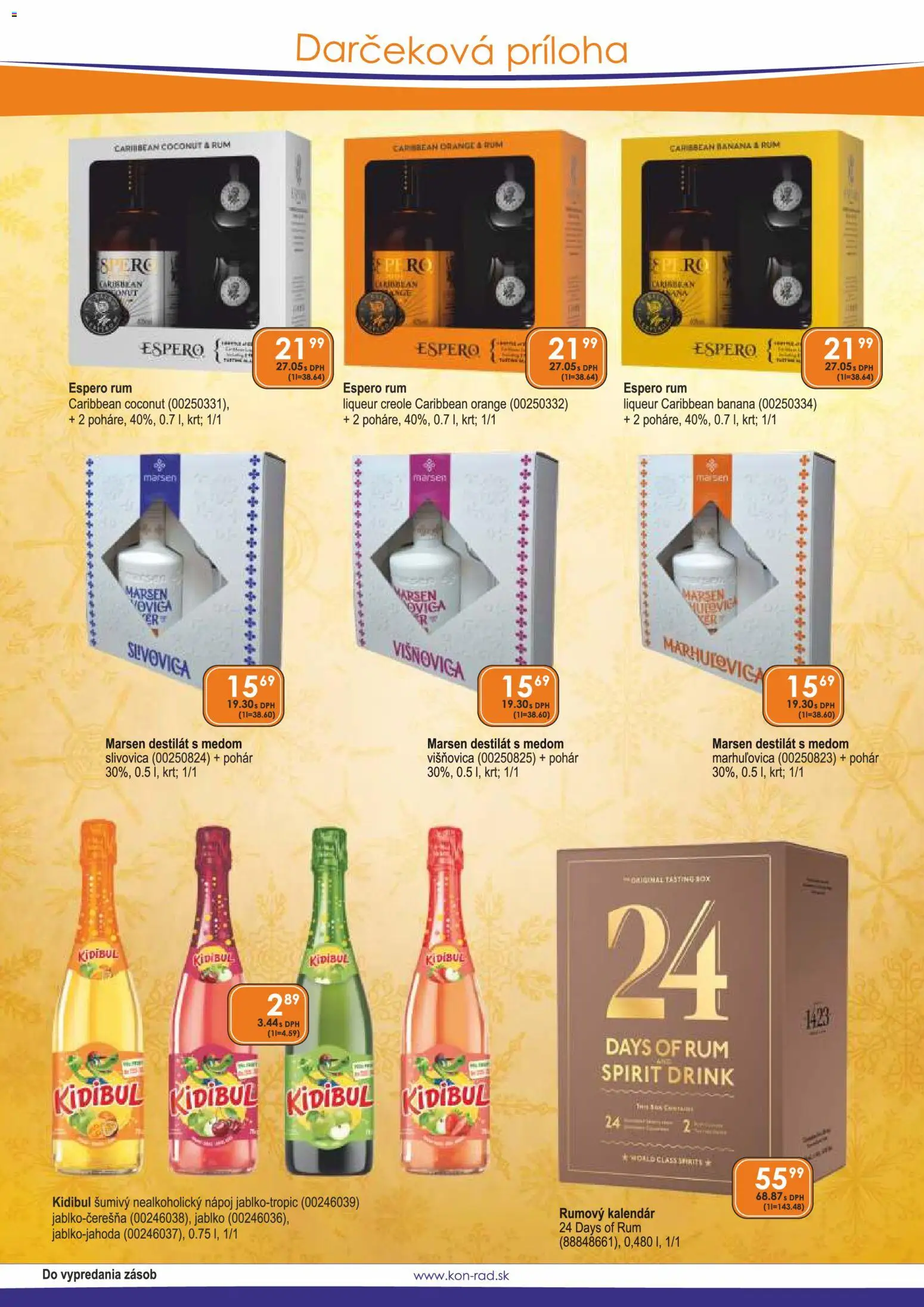 Nové KON - RAD akcie – leták je platný od 01.11.2026 | Strana: 10 | Produkty: Espero rum, Slivovica, Destilát, Rum