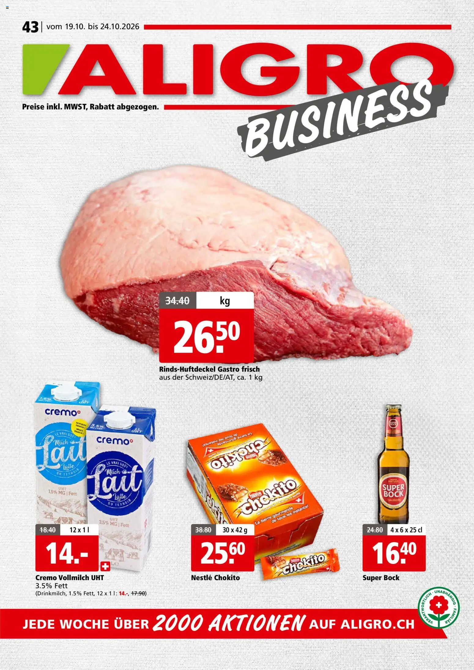 Aligro aktionen Business Chavannes, Matran, Genf, Sitten – gültig ab 19.10.2026 | Seite: 1