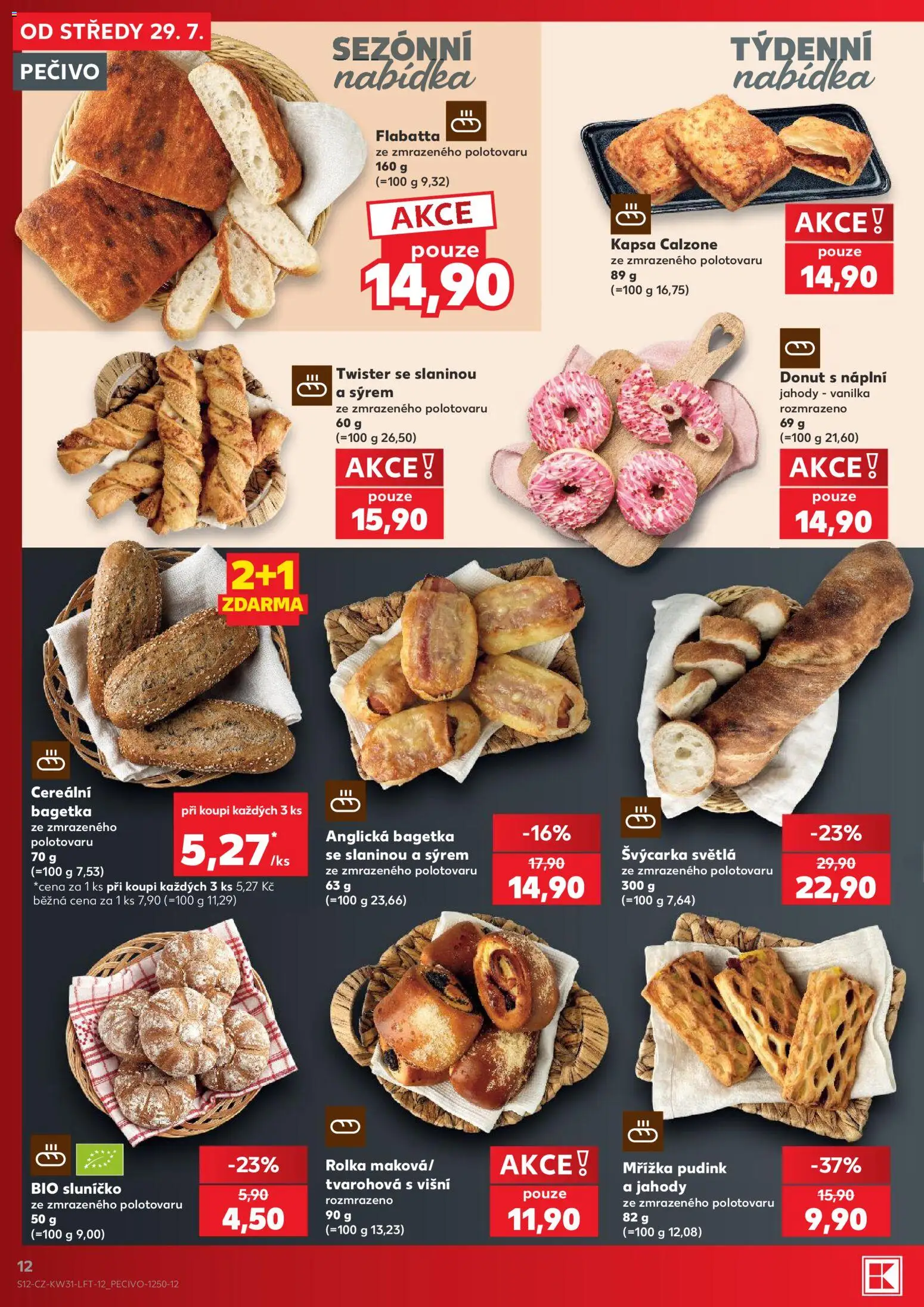 Kaufland leták - Plzeň Bory od 29.07.2026 | Strana: 12 | Produkty: Donut, Jahody, Pečivo