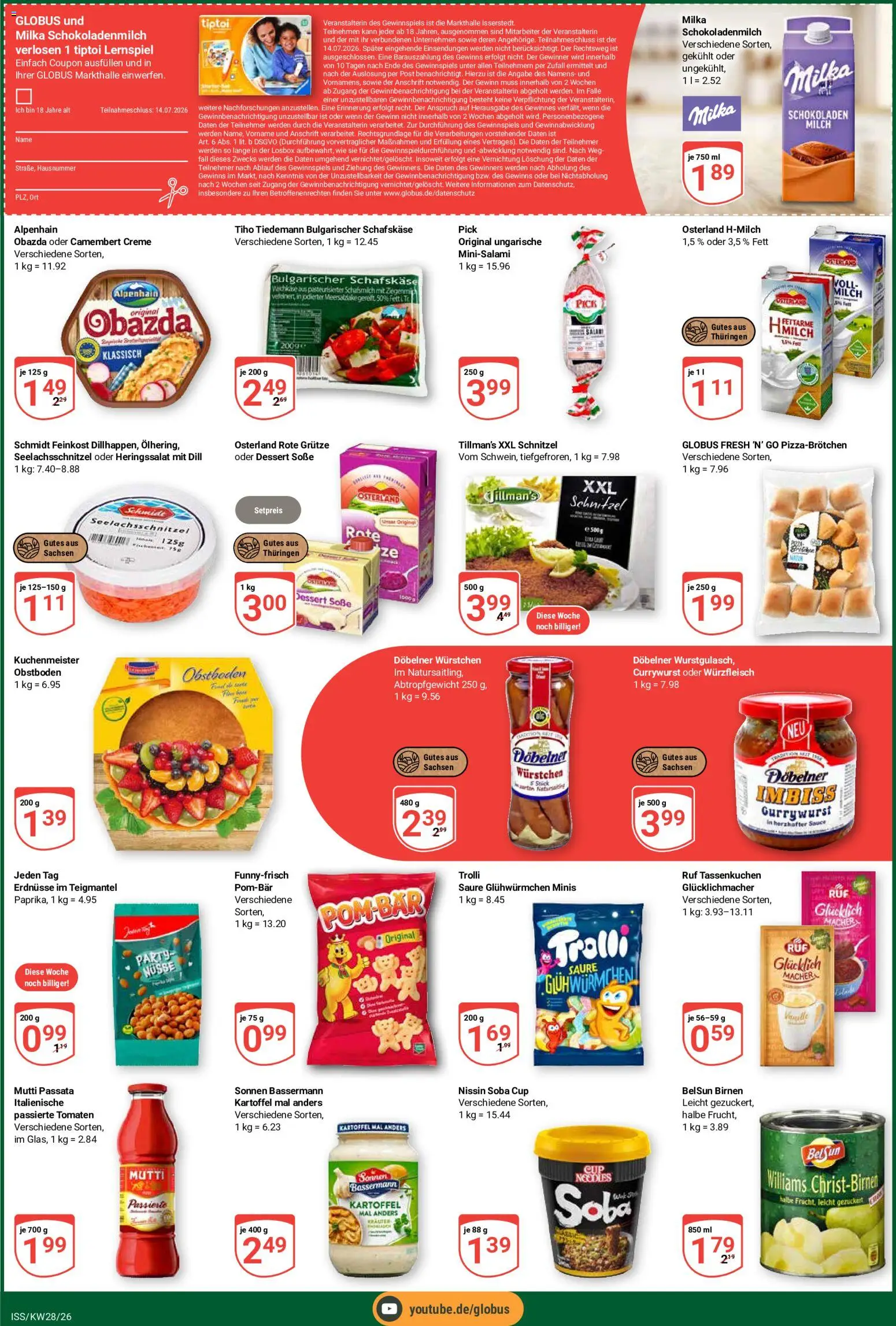 Globus Prospekt – gültig ab 06.07.2026 | Seite: 3 | Produkte: Schnitzel, Milka, Creme, Soße