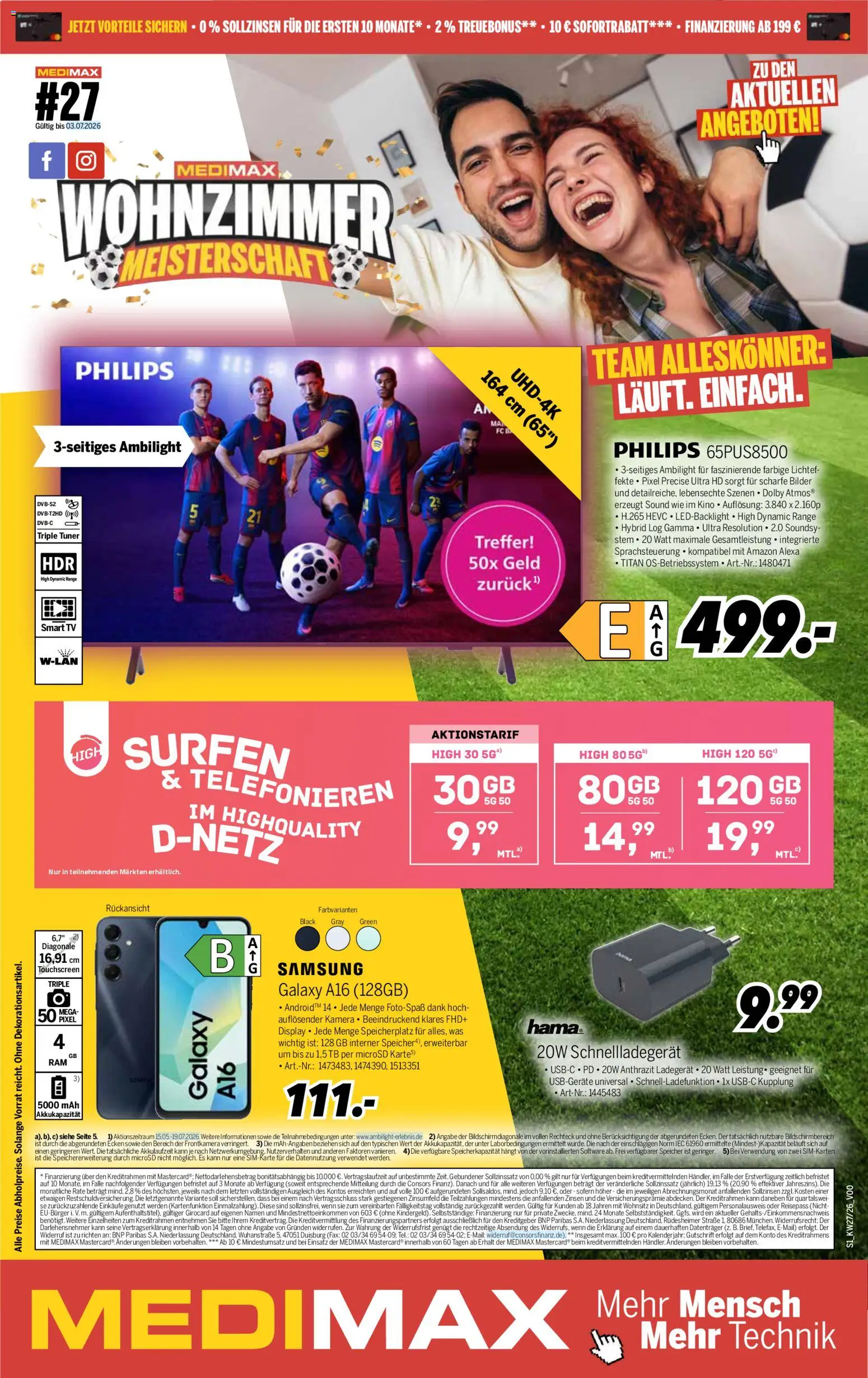 Medimax Prospekt – gültig ab 27.06.2026 | Seite: 1 | Produkte: Smart TV, Bilder, Ladegerät, TV