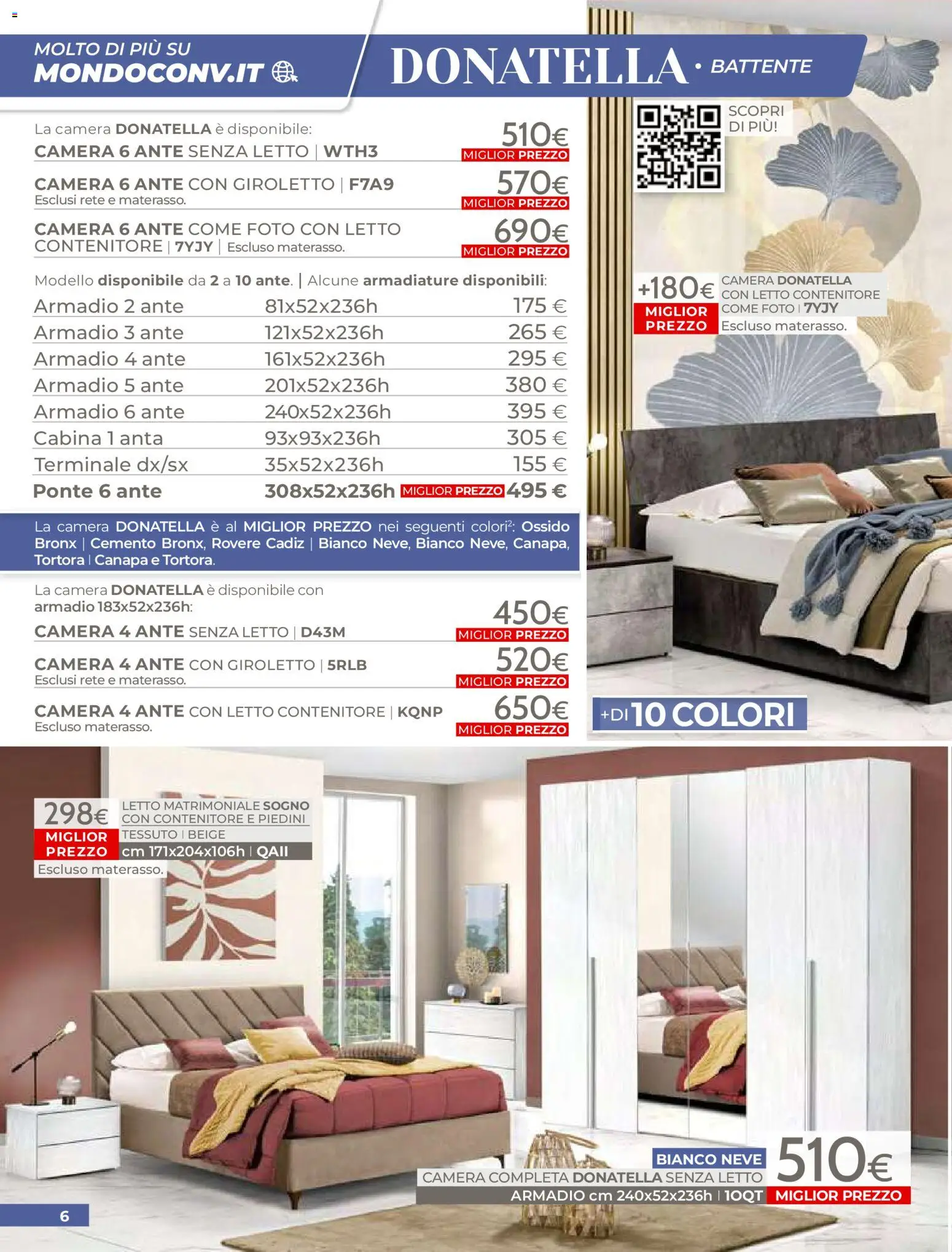 Volantino Mondo Convenienza del 01.04.2026 | Pagina: 8 | Prodotti: Letto matrimoniale, Contenitore, Letto, Armadio