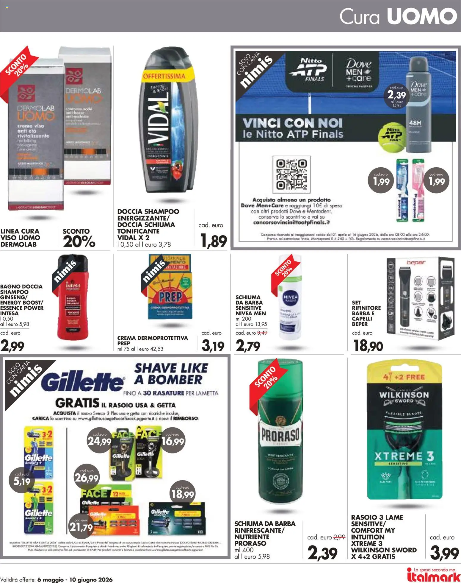 Volantino Italmark del 06.05.2026 | Pagina: 11 | Prodotti: Crema, Schiuma da barba, Rasoio, Doccia