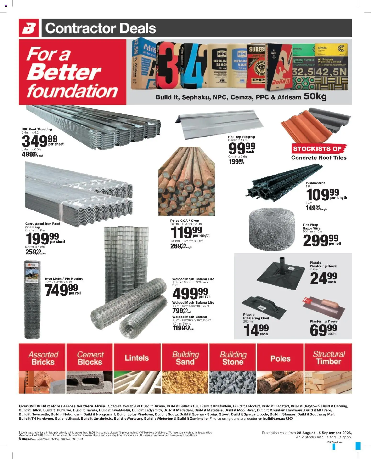 New Build It catalogue – valid from 25/08/2026 | Page: 8 | Products: Iron, Light, Foundation, Cement