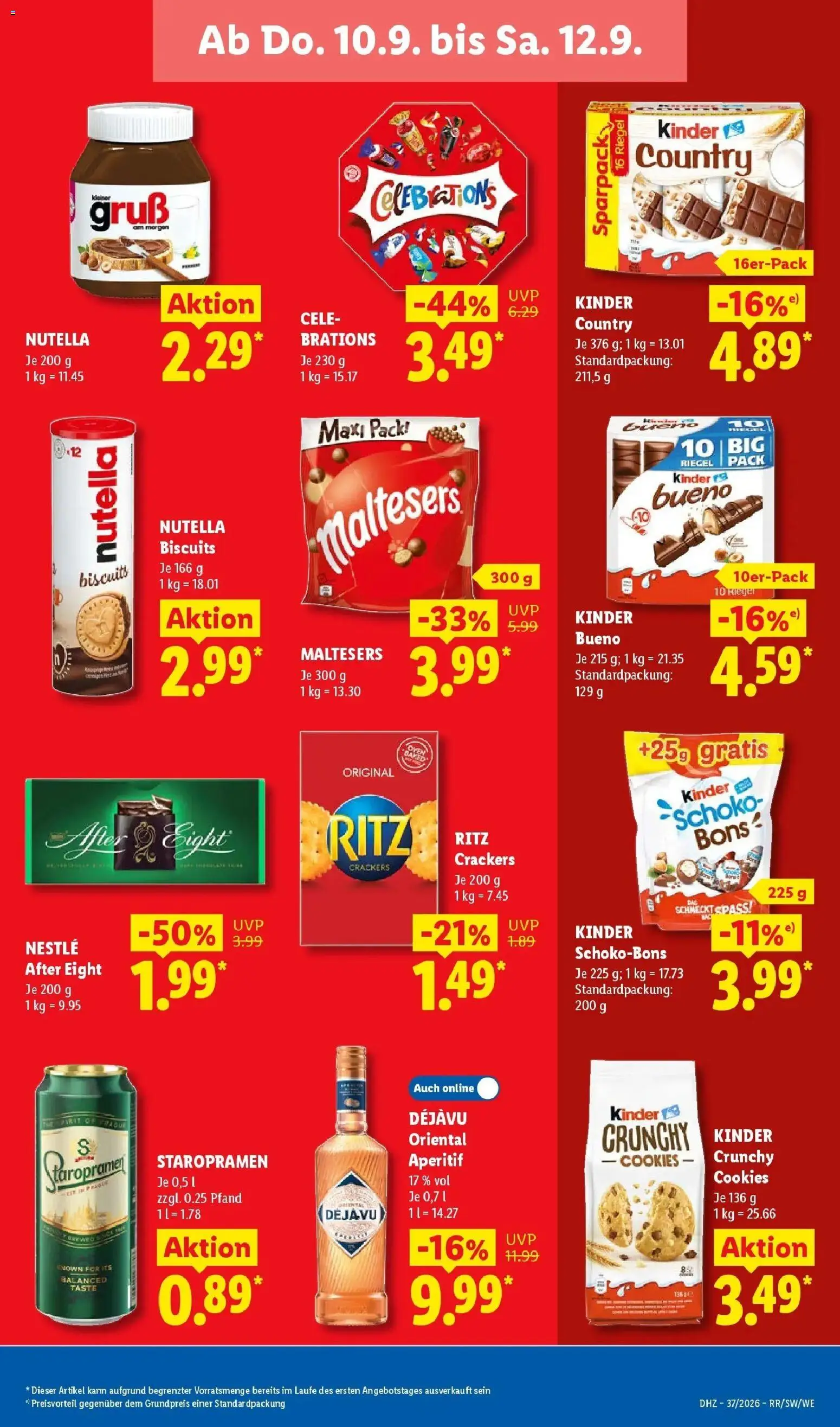Lidl Prospekt Villingen-schwenningen (ab 07.09.2026) zum Blättern » Angebote | Seite: 71 | Produkte: Kinder bueno, Celebrations, Nutella, Kinder country