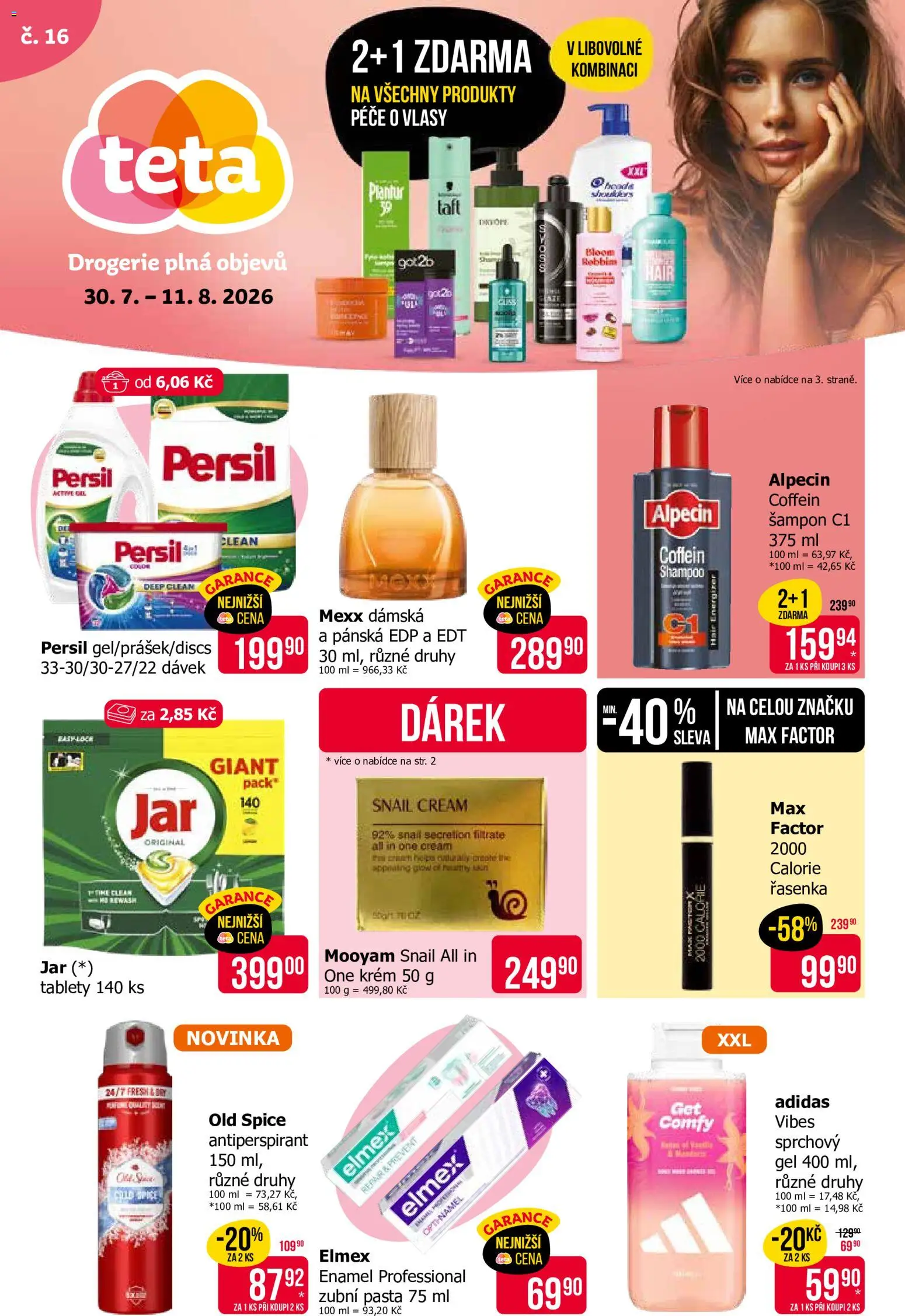 TETA Drogerie leták od 30.07.2026 | Strana: 1 | Produkty: Krém, Old Spice, Řasenka, Jar
