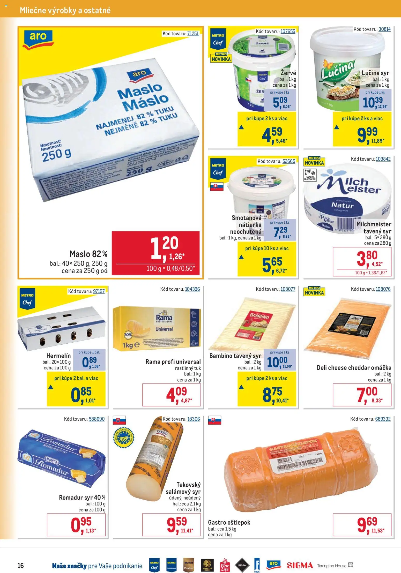 Nové Metro akcie – leták je platný od 12.08.2026 | Strana: 16 | Produkty: Maslo, Nátierka, Omáčka, Rama