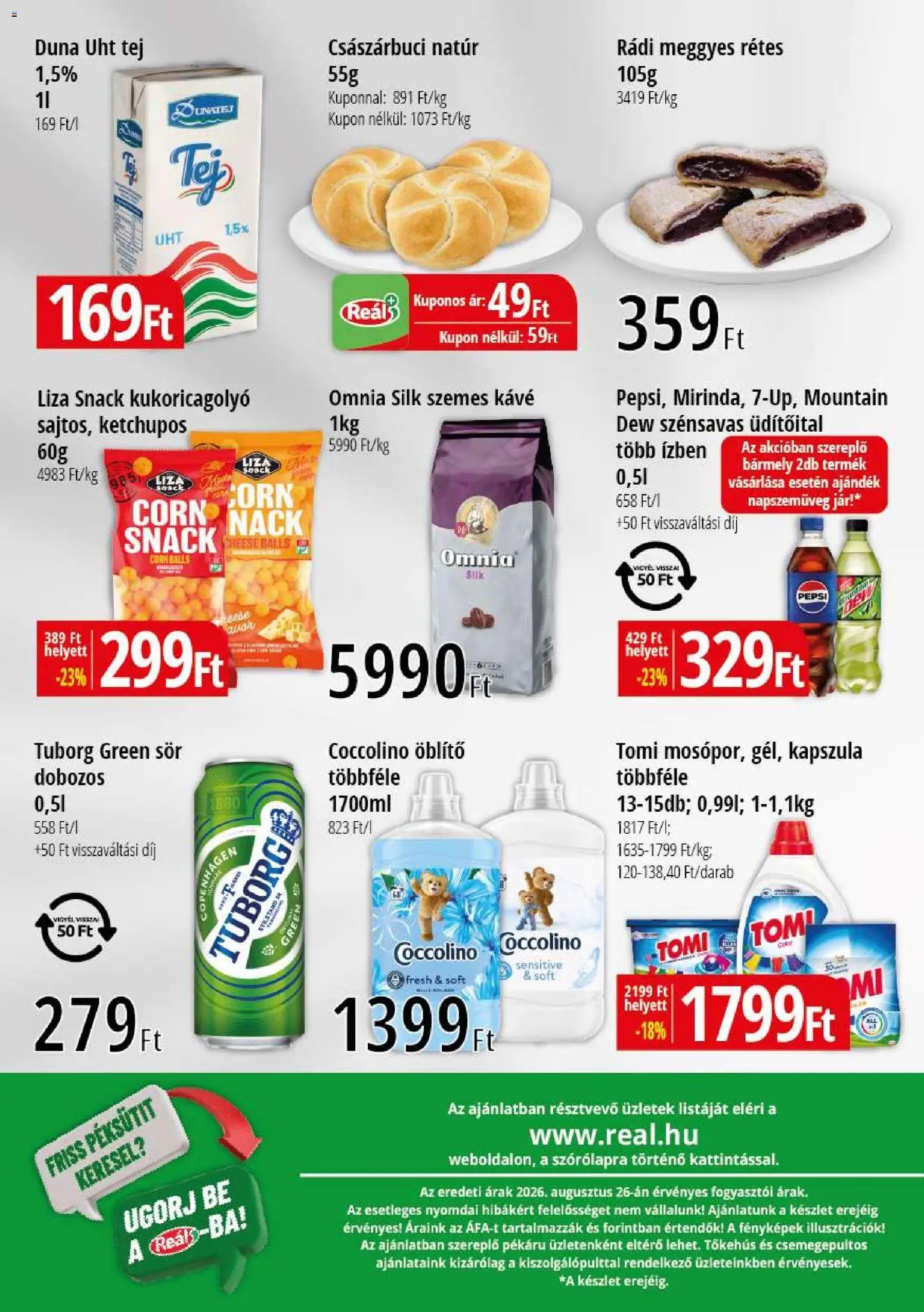 Reál akciós ujság - amely érvényes a következő dátumtól: 2026.09.02. | Oldal: 2 | Termékek: Kapszula, Tuborg, Tej, Sör