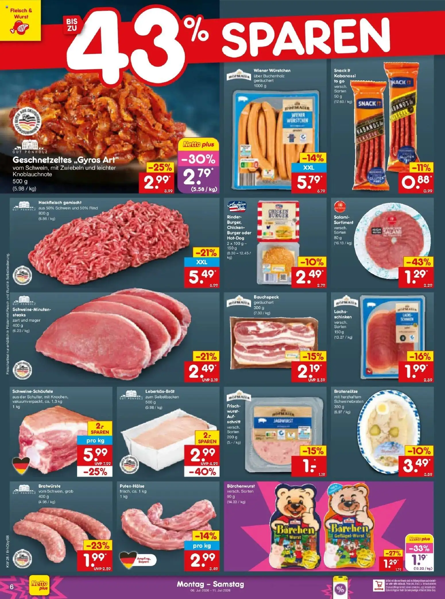 Netto Marken-Discount - Netto: Wochenangebote – gültig ab 05.07.2026 | Seite: 10 | Produkte: Wiener wurstchen, Burger, Zwiebeln, Salami