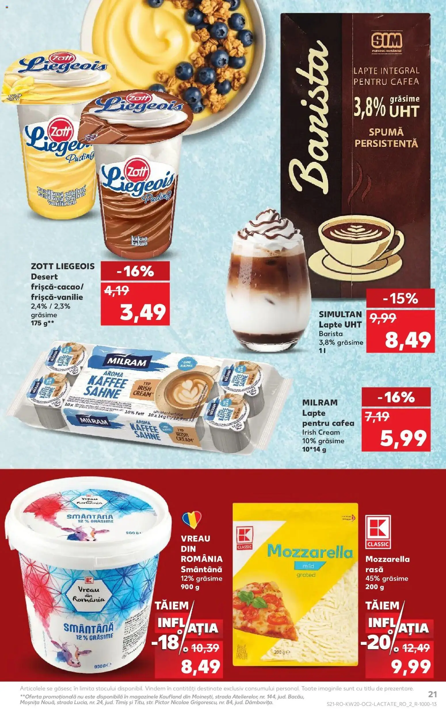 Noul catalog Kaufland – valabil de la 13.05.2026 | Pagină: 21 | Produse: Mozzarella, Lapte, Cafea, Smântână