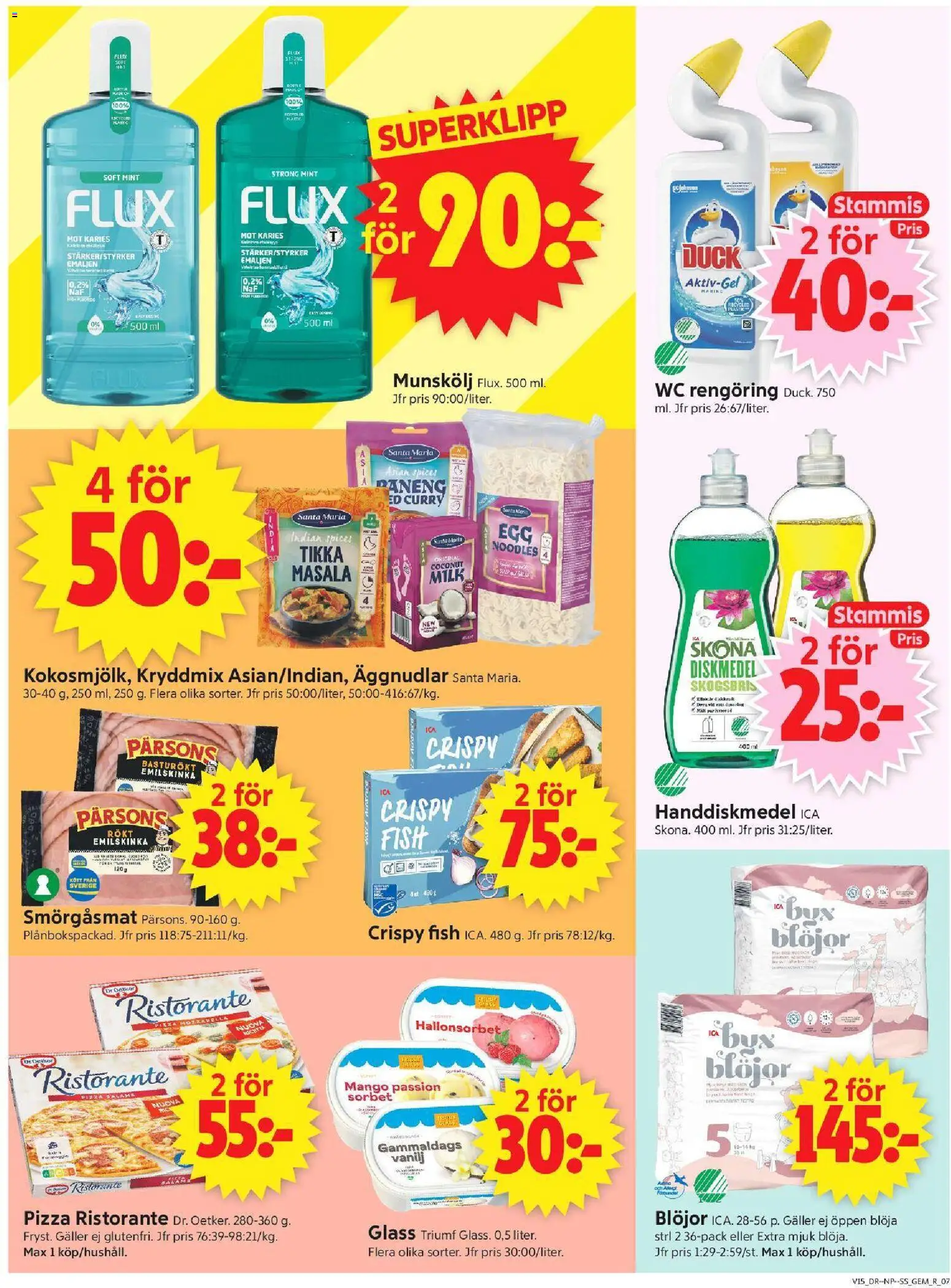 ICA Supermarket reklamblad aktuell från 06.04.2026 | Sida: 9 | Produkter: Galler, Blöjor, Glass, Mango