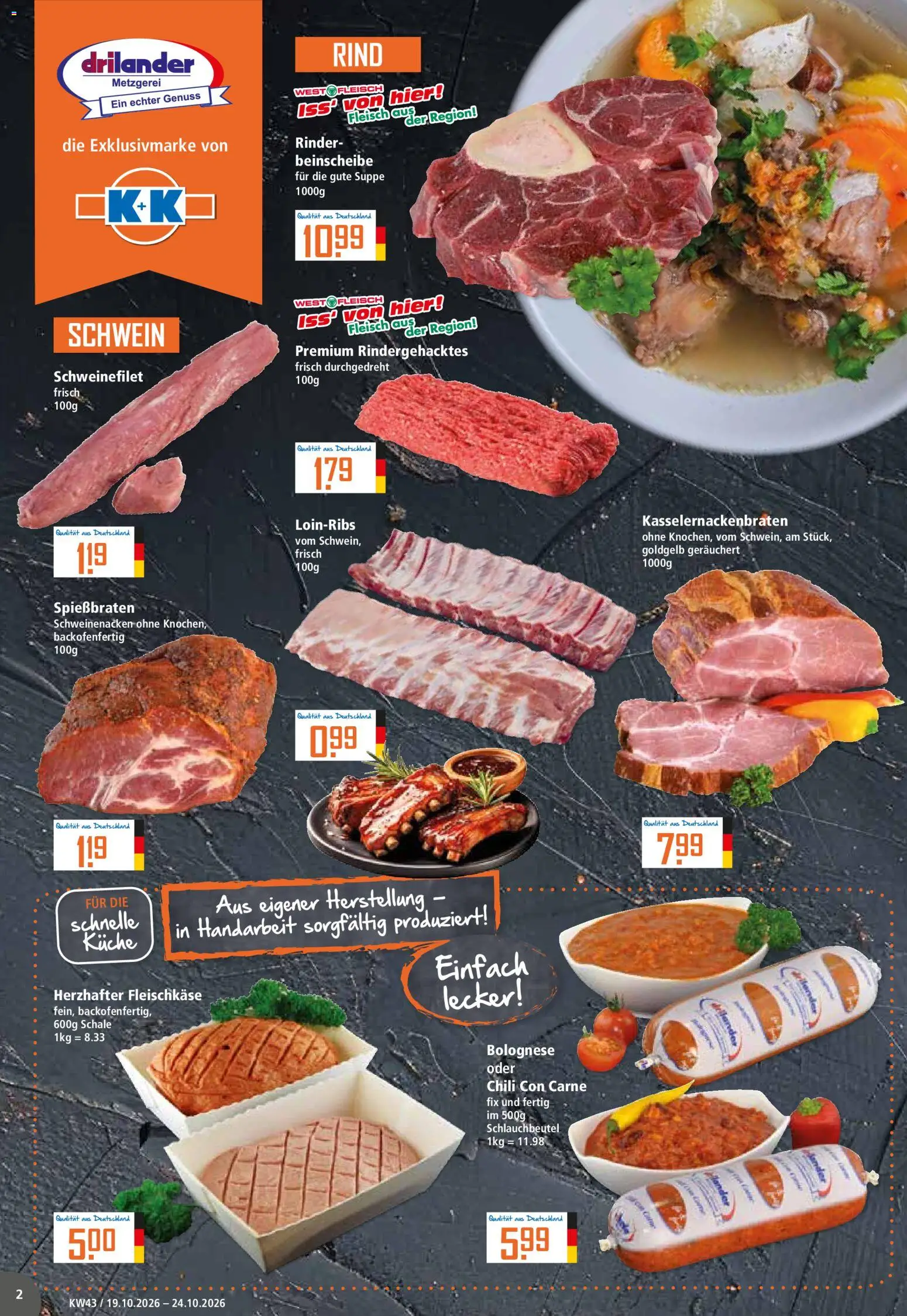 Klaas & Kock Prospekt – gültig ab 19.10.2026 | Seite: 2 | Produkte: Küche, Schweinenacken, Schweinefilet, Chili