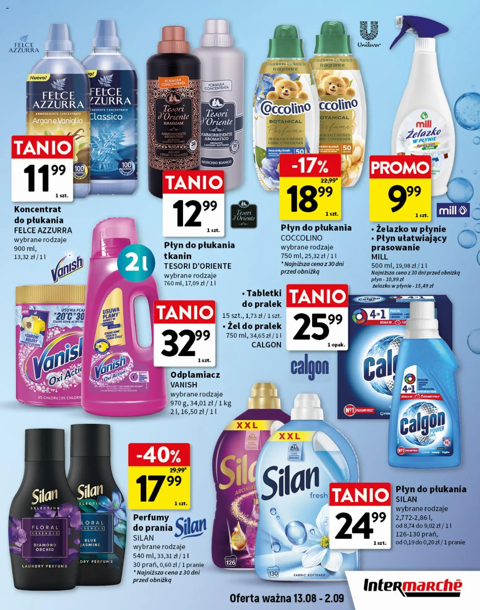 Intermarche gazetka - Świeżość pierwsza klasa od 13.08.2026 | Strona: 9 | Produkty: Vanish, Tesori d'oriente, Żelazko, Odplamiacz
