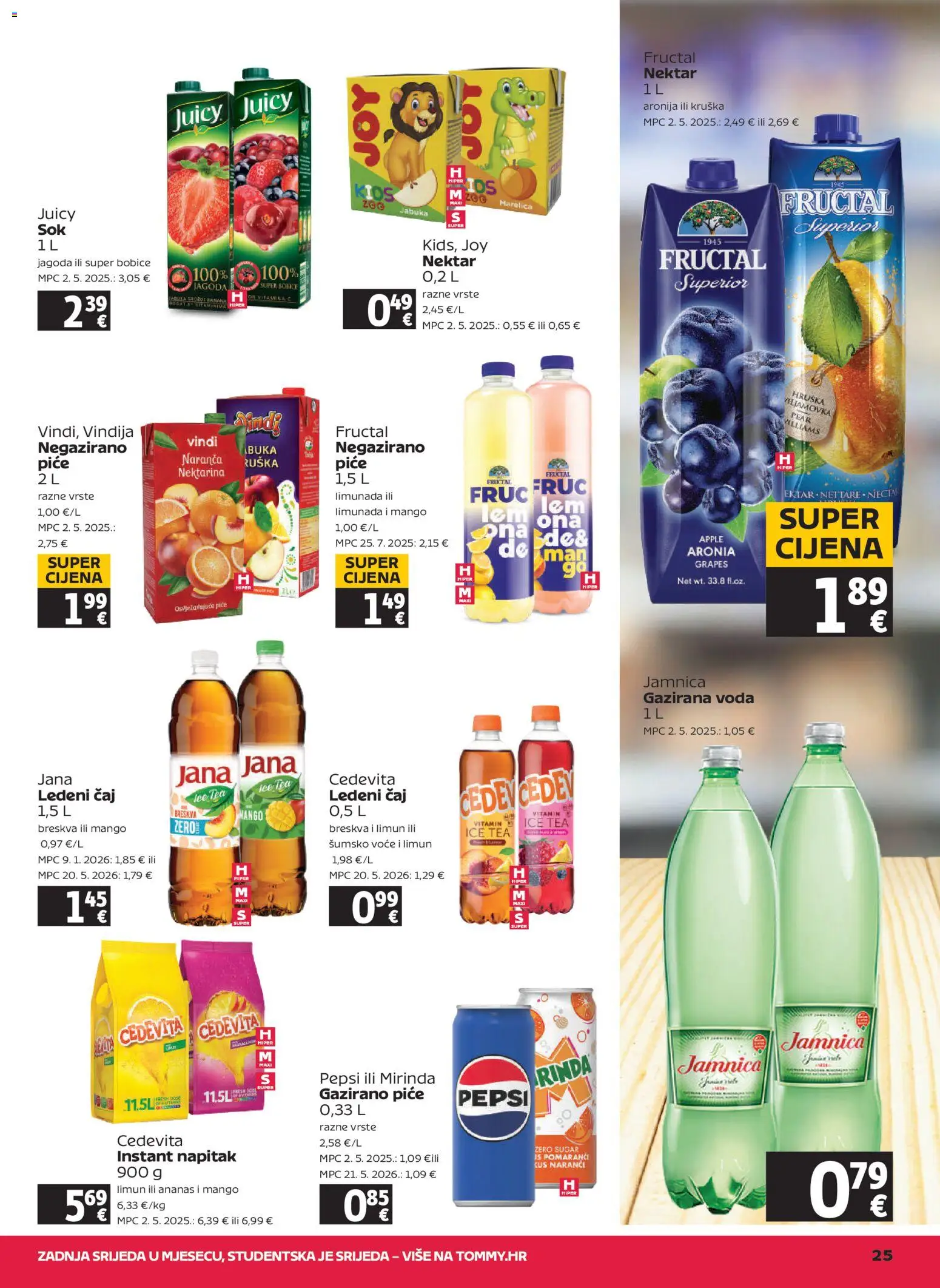 Tommy katalog | vrijedi od 23.07.2026 | Stranica: 25 | Proizvodi: Naranče, Ananas, Kruška, Cedevita