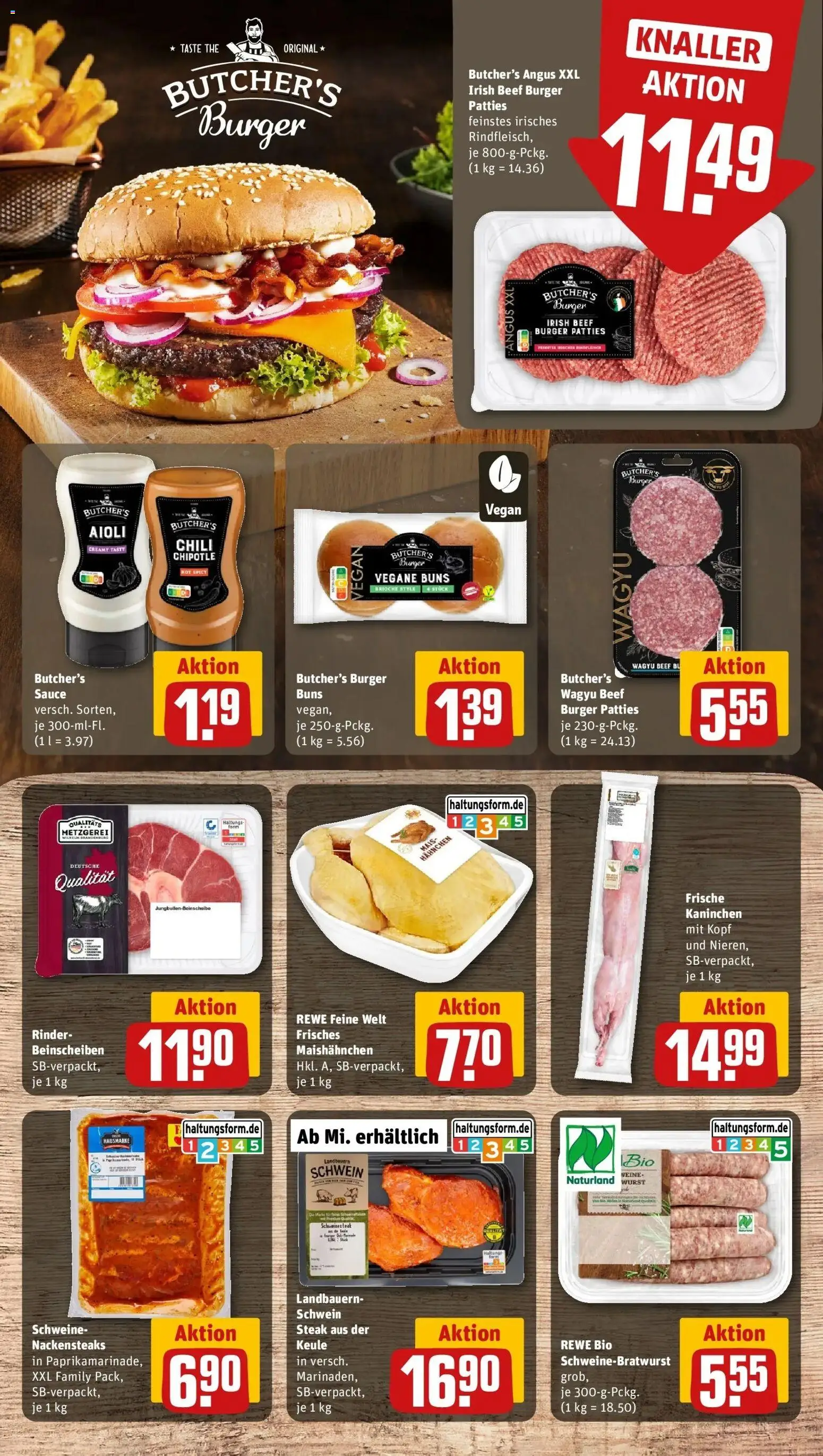 Rewe Prospekt Mettlach / Orscholz	 – gültig ab 20.04.2026 | Seite: 14 | Produkte: Nackensteaks, Hahnchen, Wurst, Steak