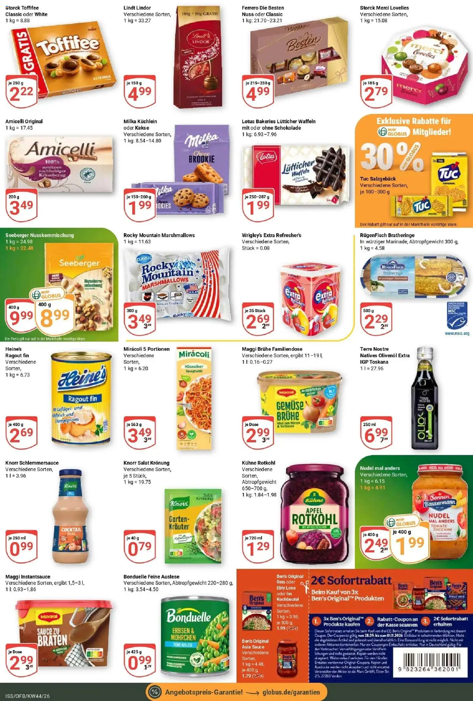 Globus Prospekt Isserstedt (ab 26.10.2026) » Angebote online | Seite: 14 | Produkte: Spaghetti, Milka, Lindor, Gemüse
