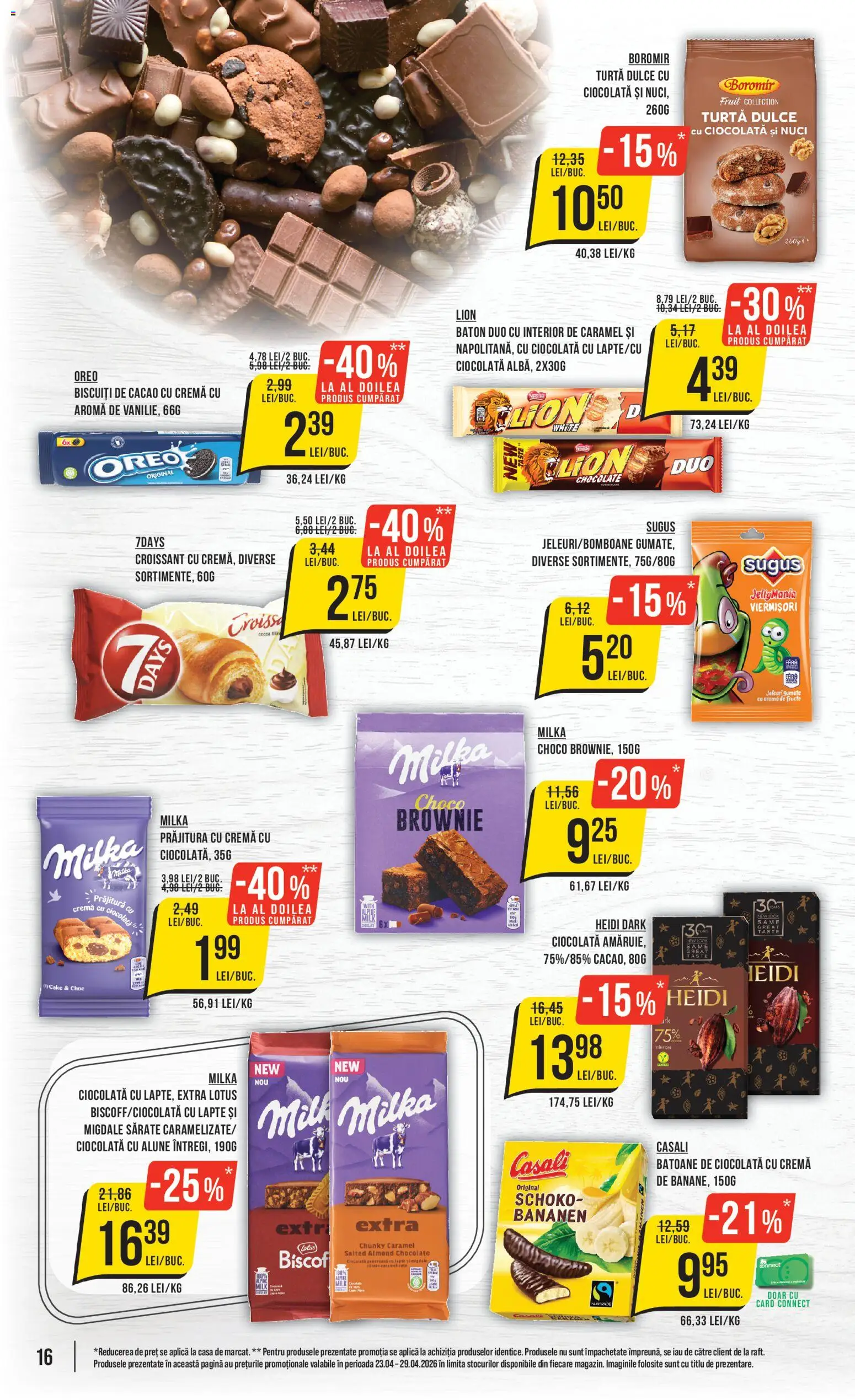 Noul catalog Mega Image – valabil de la 23.04.2026 | Pagină: 16 | Produse: Migdale, Nuci, Turtă dulce, Fructe