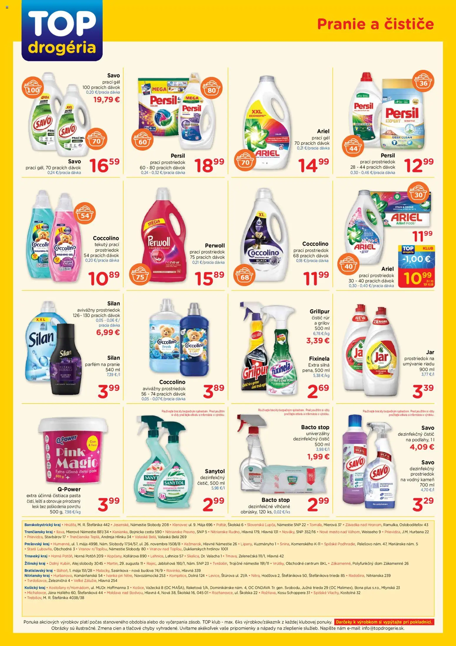 Nové TOP Drogéria akcie – leták je platný od 10.08.2026 | Strana: 4 | Produkty: Persil, Prací gél, Ariel, Pena