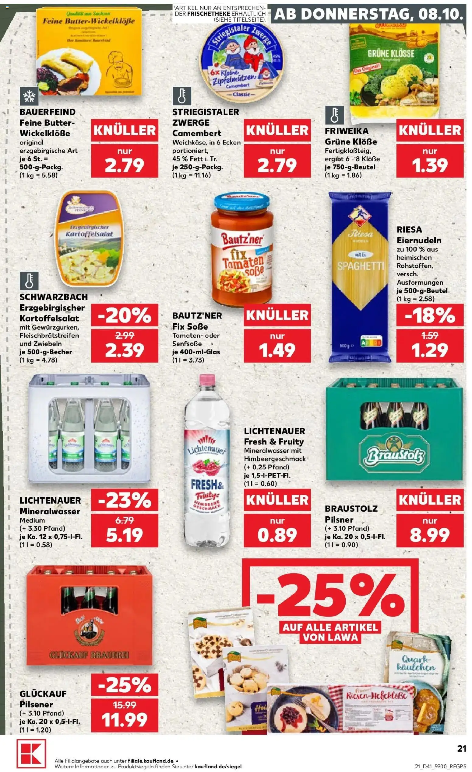 Prospekt Kaufland ab 08.10.2026 » Angebote Online zum Blättern | Seite: 21 | Produkte: Quark, Butter, Spaghetti, Soße