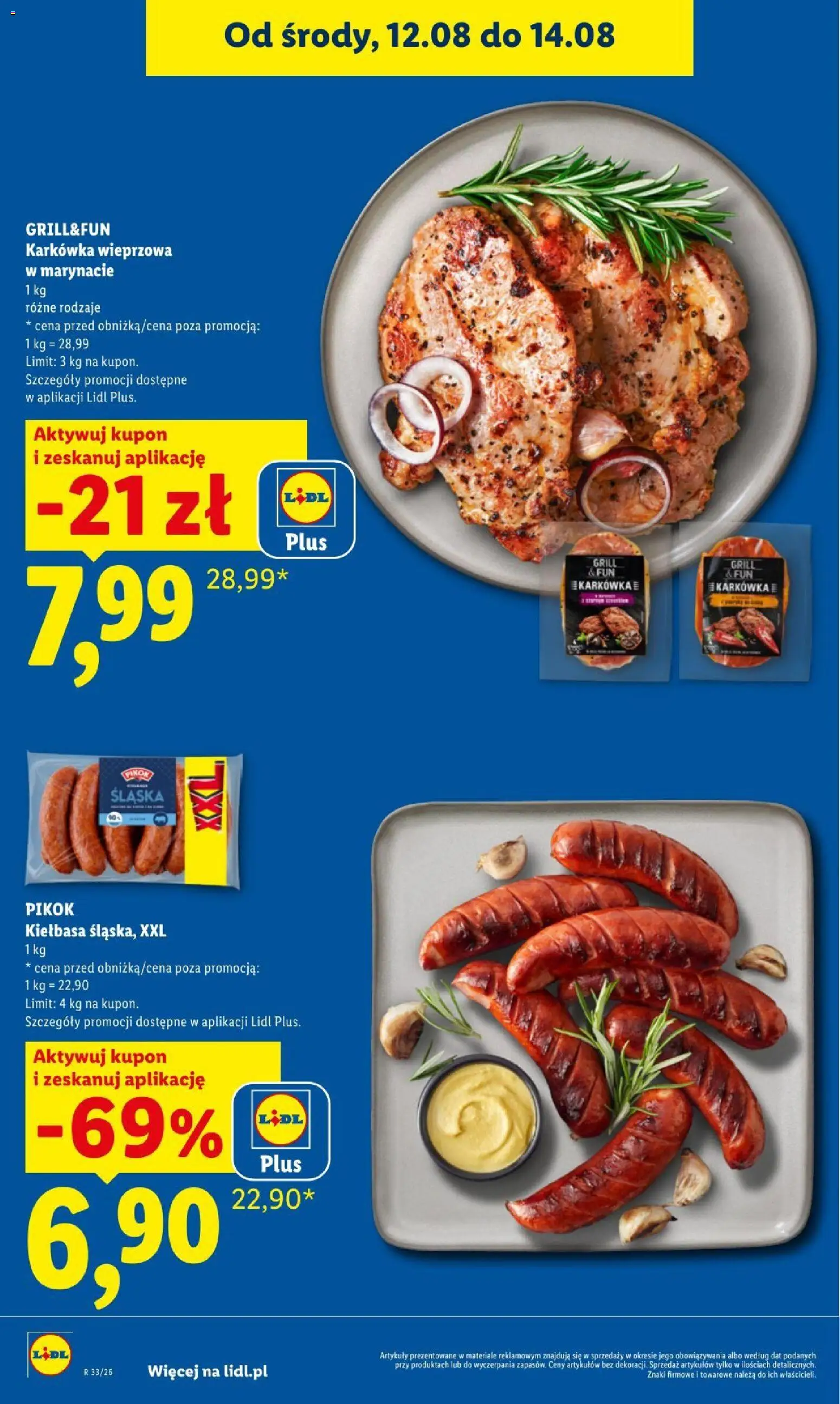 Lidl gazetka od 12.08.2026 | Strona: 14 | Produkty: Kiełbasa, Karkówka, Karkówka wieprzowa, Grill