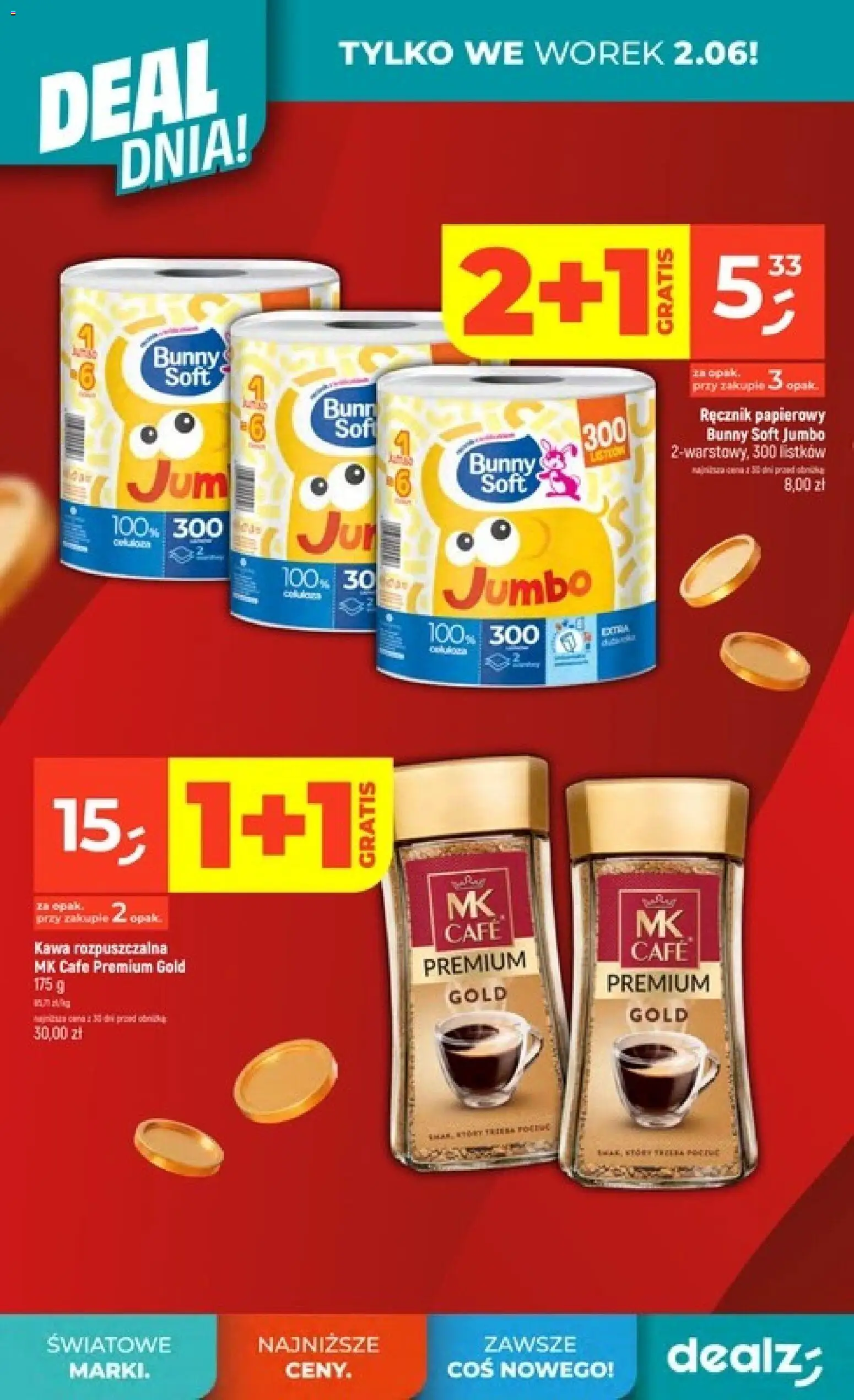 Dealz gazetka od 28.05.2026 | Strona: 6 | Produkty: Kawa rozpuszczalna, Kawa, Ręcznik papierowy