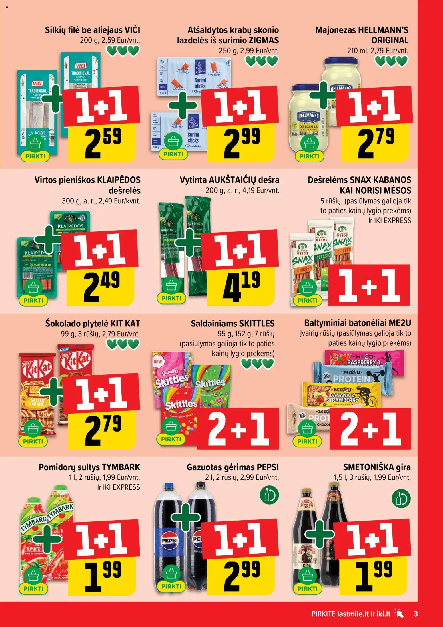 IKI akcijos nuo 2026.09.28 | Puslapis: 3 | Prekių: Dešrelės, Sultys, Dešra, Surimi