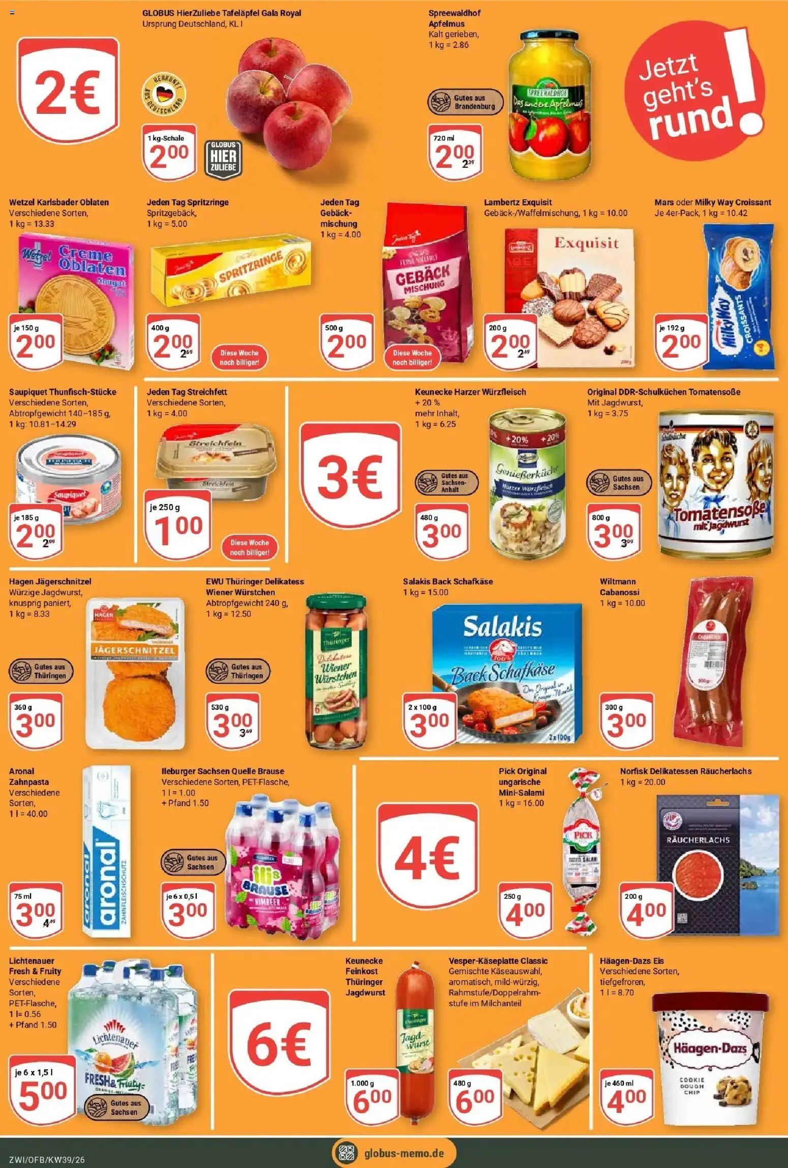 Globus Prospekt Zwickau (ab 21.09.2026) » Angebote online | Seite: 26 | Produkte: Creme, Croissant, Apfelmus, Eis