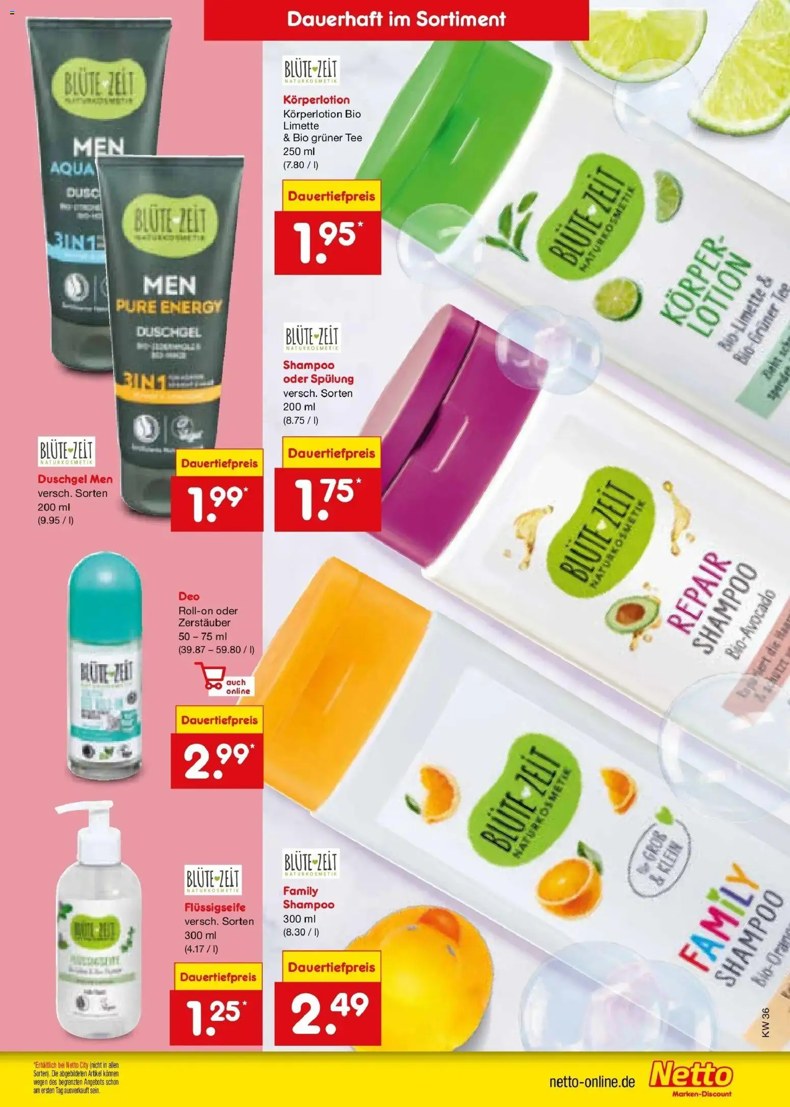Netto Marken-Discount Prospekt Gemmingen (ab 31.08.2026) » Angebote | Seite: 33 | Produkte: Shampoo, Spülung, Körperlotion, Limette