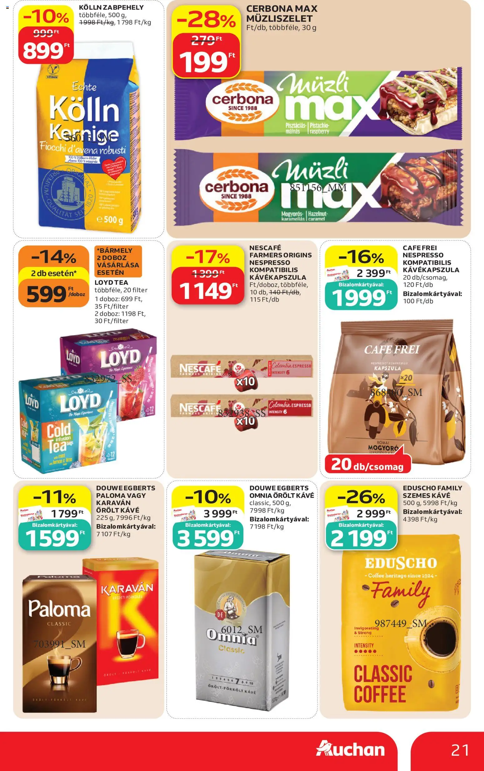Auchan akciós ujság - amely érvényes a következő dátumtól: 2026.07.16. | Oldal: 21 | Termékek: Müzli, Mogyoró, Cafe Frei, Vegán