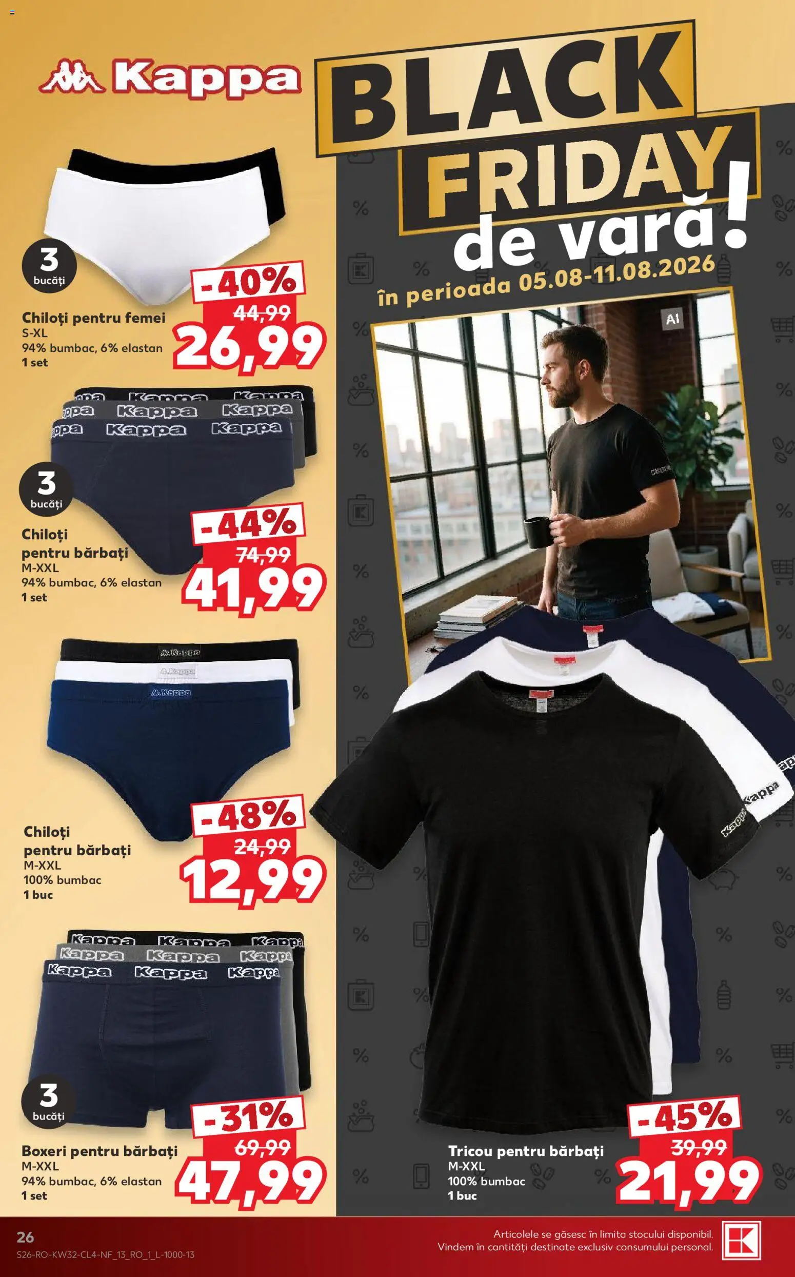 Noul catalog Kaufland – valabil de la 05.08.2026 | Pagină: 26 | Produse: Kestane, Tricou, Chiloți, Boxeri