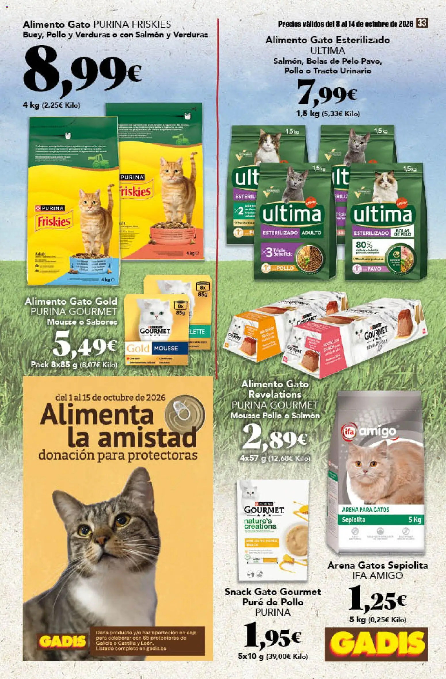 Gadis - folleto │ válido desde el 08/10/2026 | Página: 33 | Productos: Verduras, Puré, Arena para gatos, Salmón