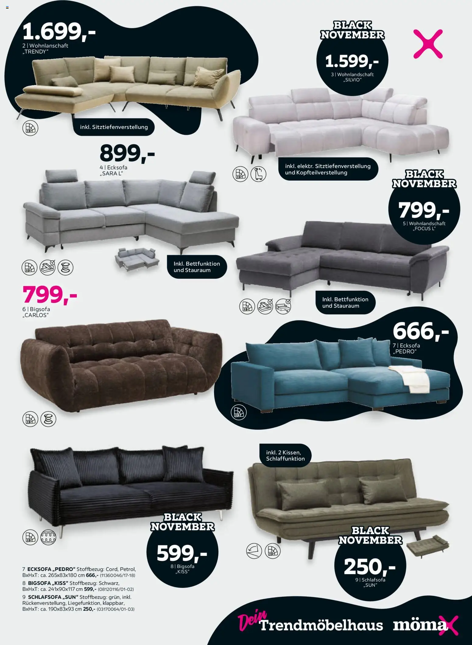 Mömax Black November – gültig ab 25.10.2026 | Seite: 3 | Produkte: Wohnlandschaft, Schlafsofa, Bigsofa, Ecksofa