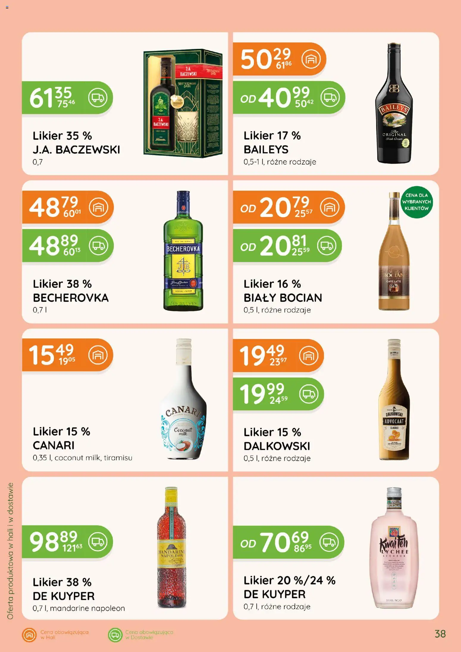 Eurocash gazetka - Katalog Alkoholowy od 01.10.2026 | Strona: 38 | Produkty: Baileys, Tiramisu, Becherovka, Biały Bocian