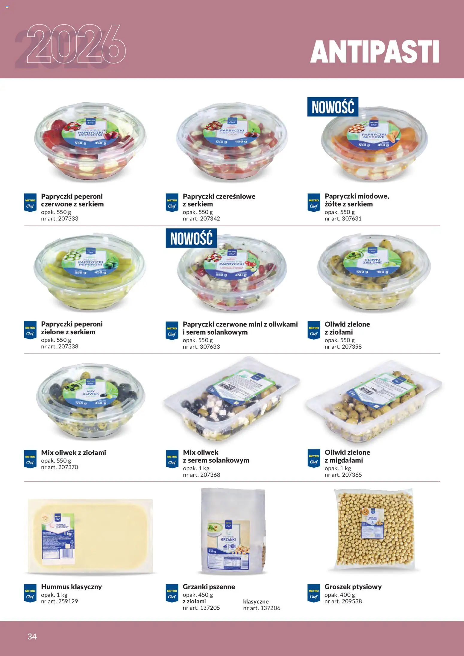 Makro gazetka - Produktów marek własnych dla profesjonalnej Gastronomii od 01.03.2026 | Strona: 34 | Produkty: Groszek, Groszek ptysiowy, Oliwki zielone, Hummus