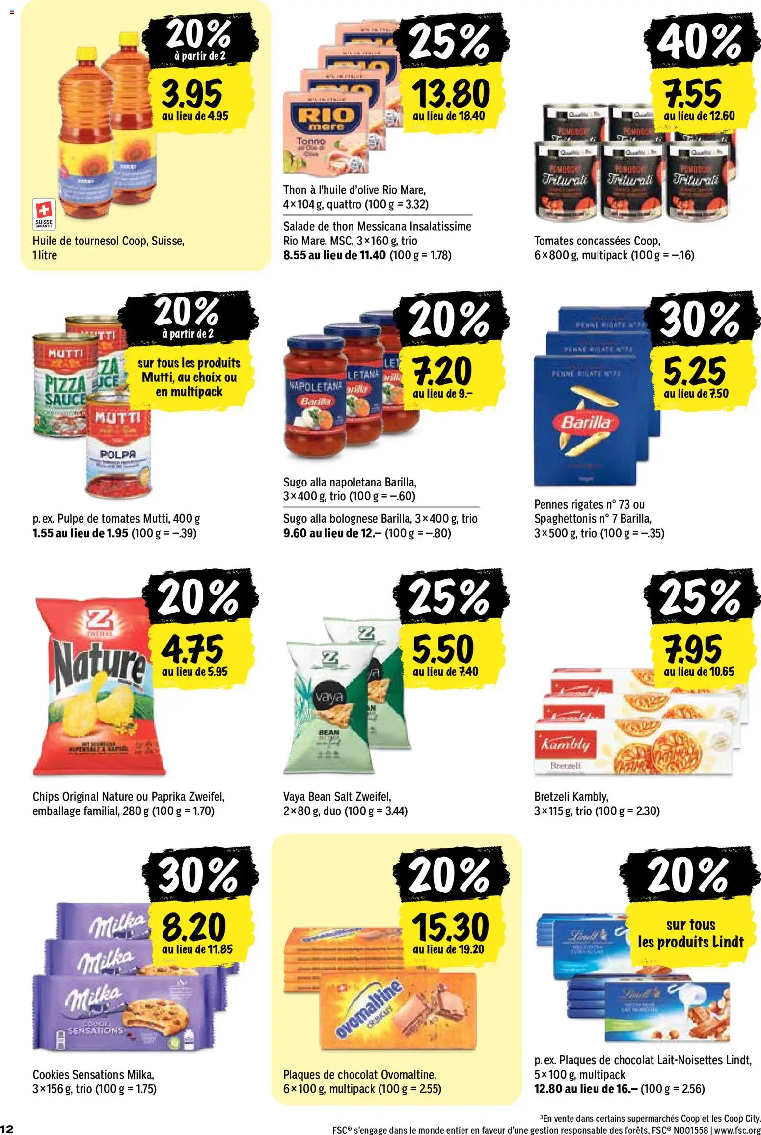 Coop aktionen FR – gültig ab 08.10.2026 | Seite: 12 | Produkte: Barilla, Pizza, Pasta, Chips