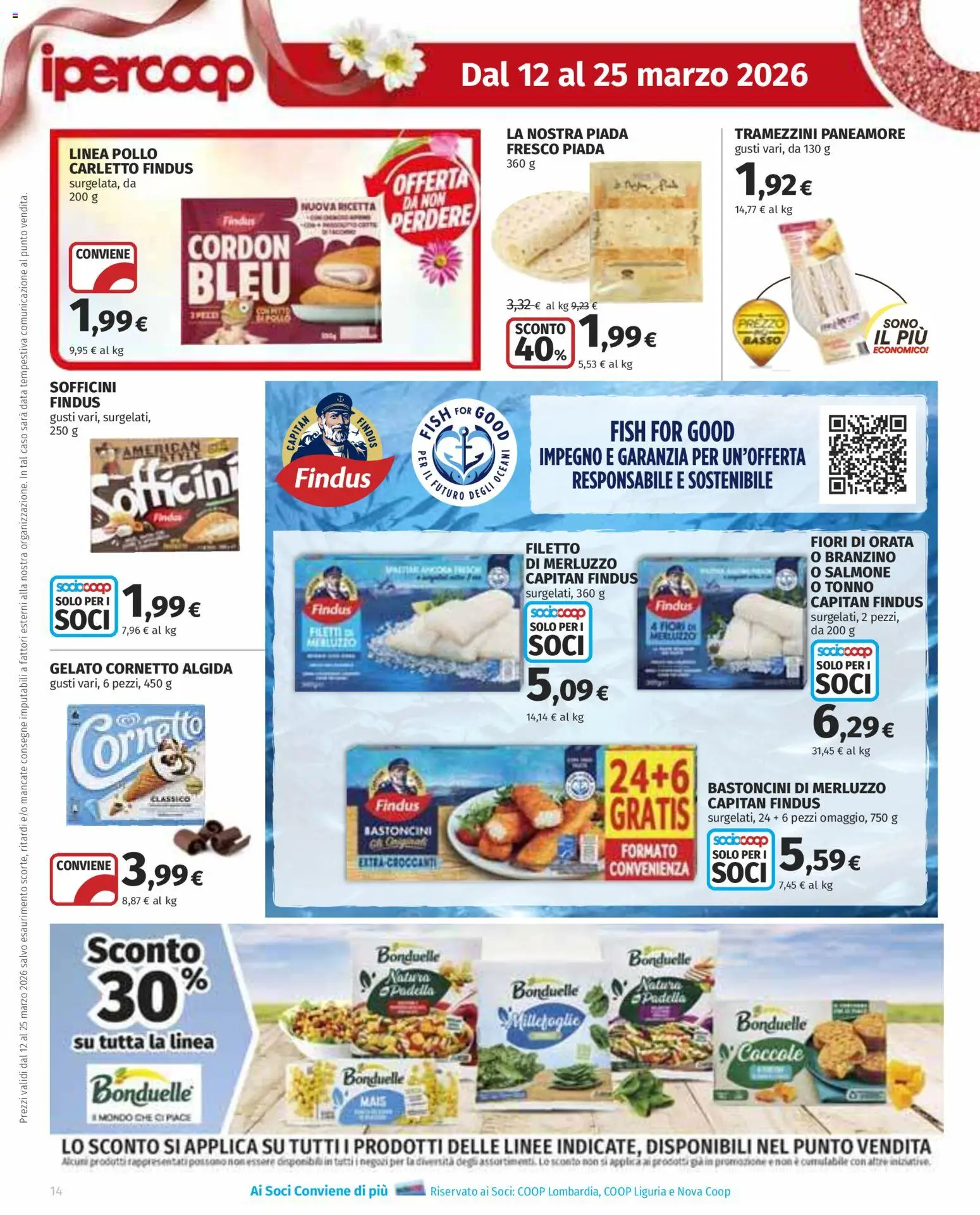 Volantino Ipercoop del 12.03.2026 | Pagina: 14 | Prodotti: Salmone, Branzino, Orata, Padella