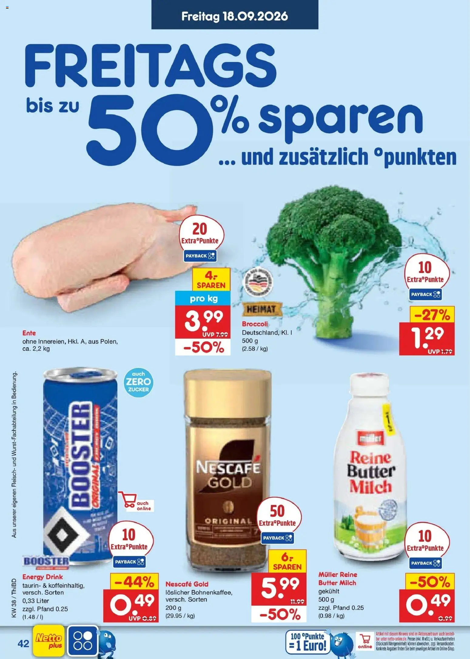 Netto Marken-Discount Prospekt Thiendorf – gültig ab 14.09.2026 | Seite: 56 | Produkte: Milch, Energy, Butter, Fleisch