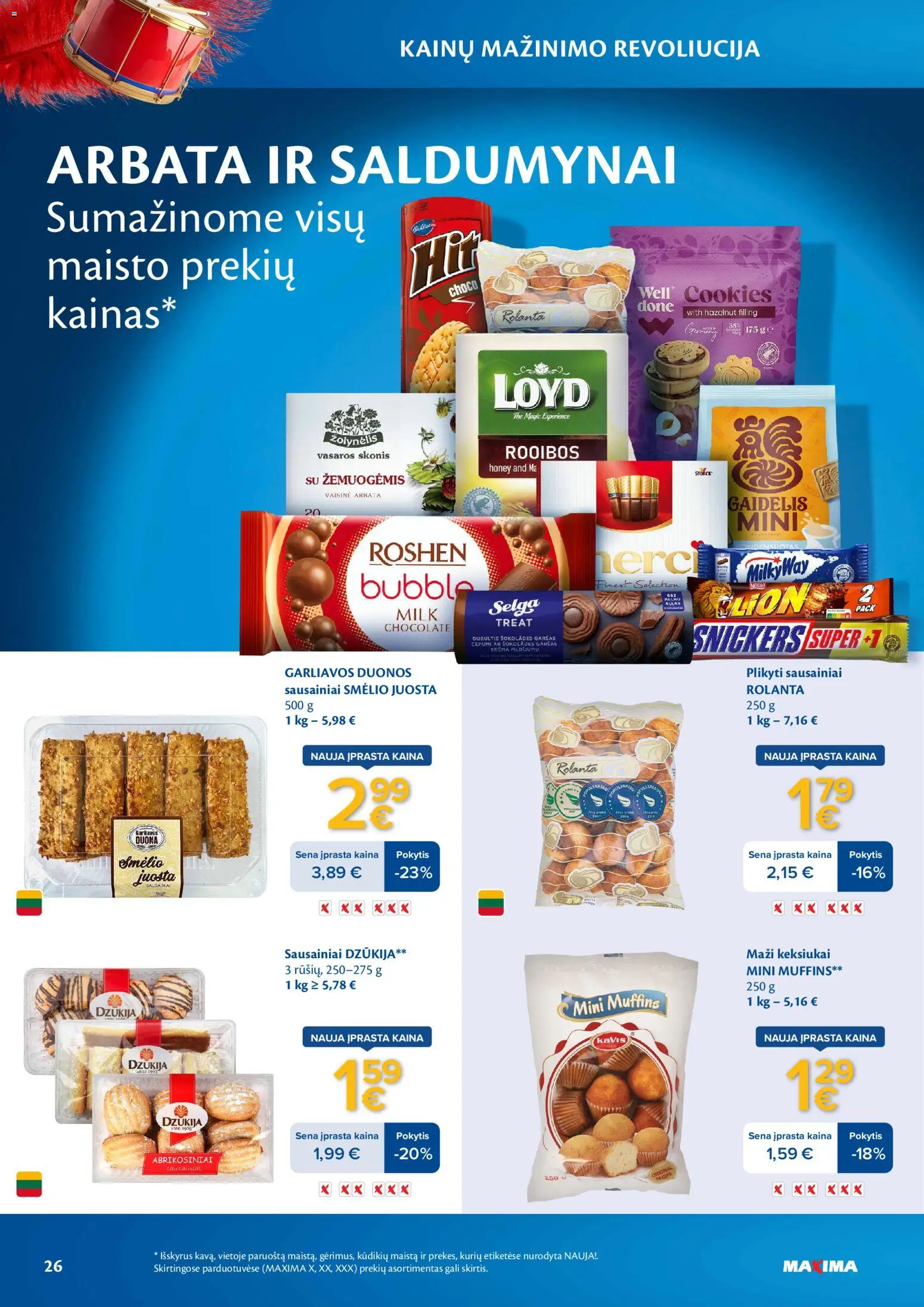 MAXIMA akcijos nuo 2026.03.03 | Puslapis: 26 | Prekių: Sausainiai, Saldumynai, Duona, Arbata