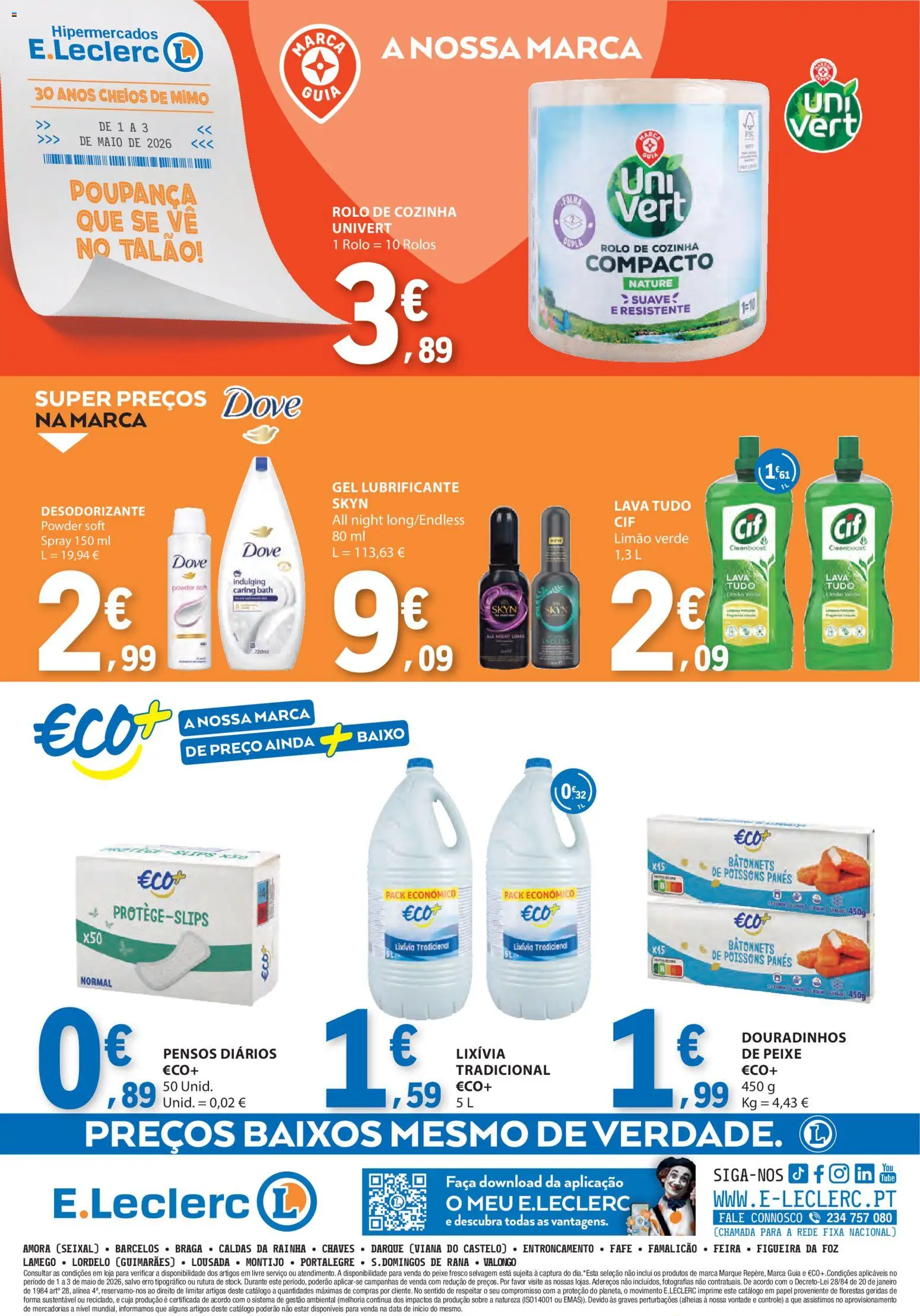 E.Leclerc Catálogo Fim de Semana │ válido de 01.05.2026 | Página: 4 | Produtos: Faca, Desodorizante, Peixe