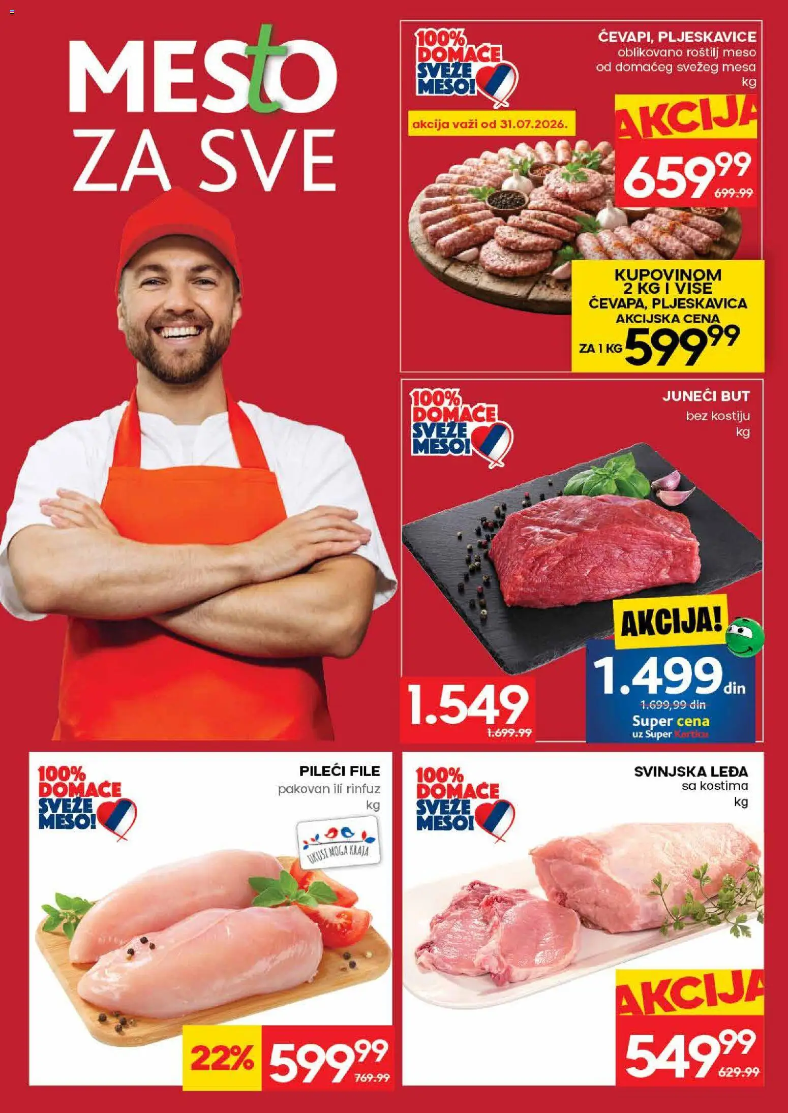 Idea katalog - važi od 30.07.2026 | Strana: 4 | Proizvode: Juneći but, Pljeskavice, Pileći file, Roštilj meso