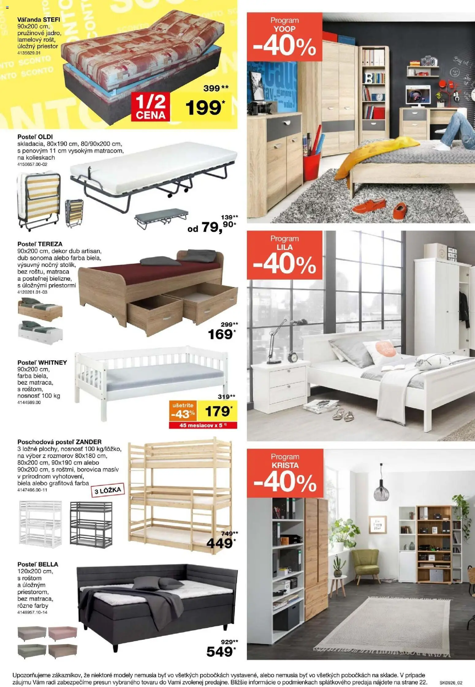 Nové Sconto nábytok akcie – leták je platný od 15.07.2026 | Strana: 2 | Produkty: Poschodová posteľ, Posteľ, Váľanda